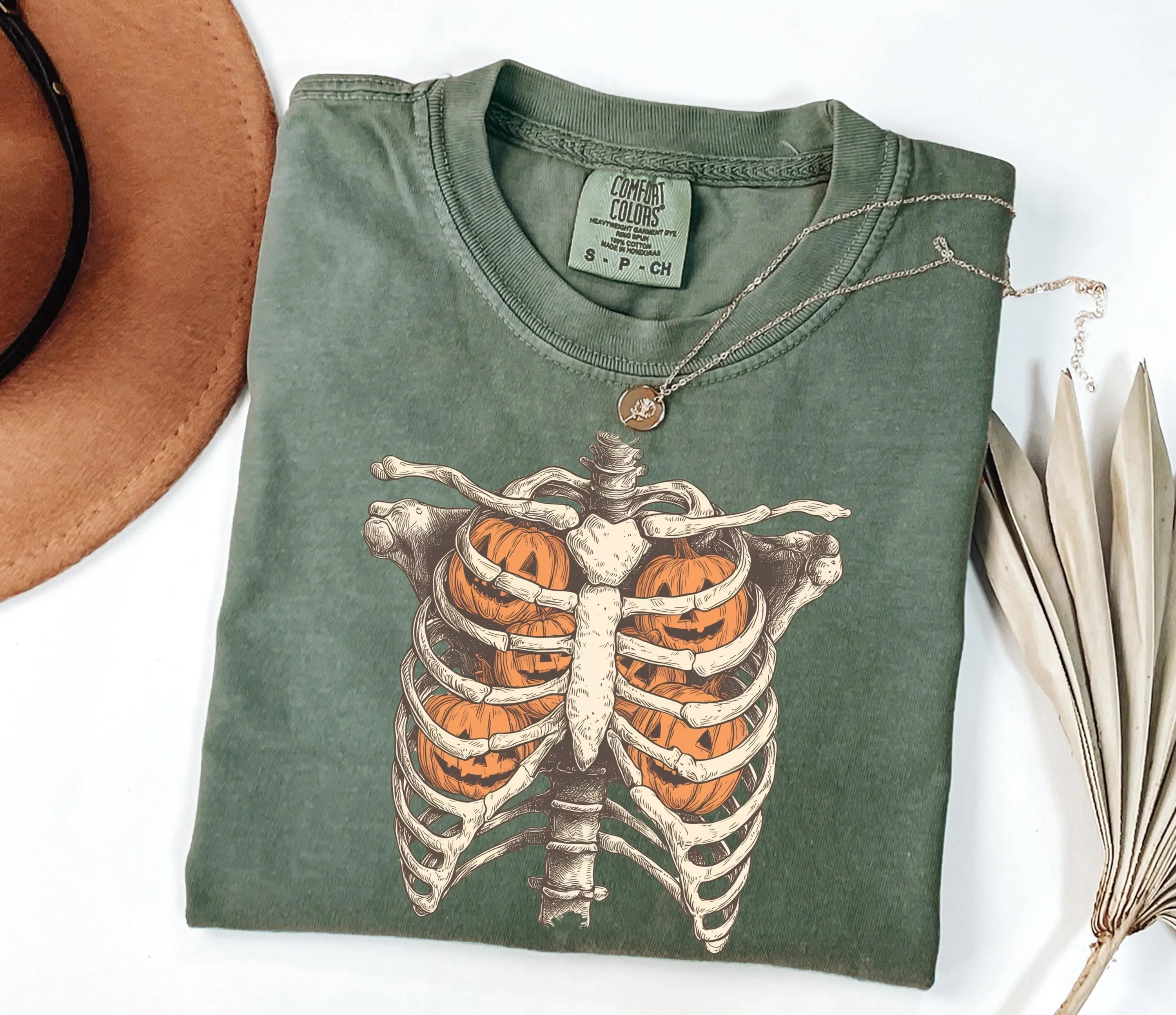 Comfort Colors Retro Ghost Halloween Shirt, Cute Fall Pumpkin Season Graphic Tee - photo 2