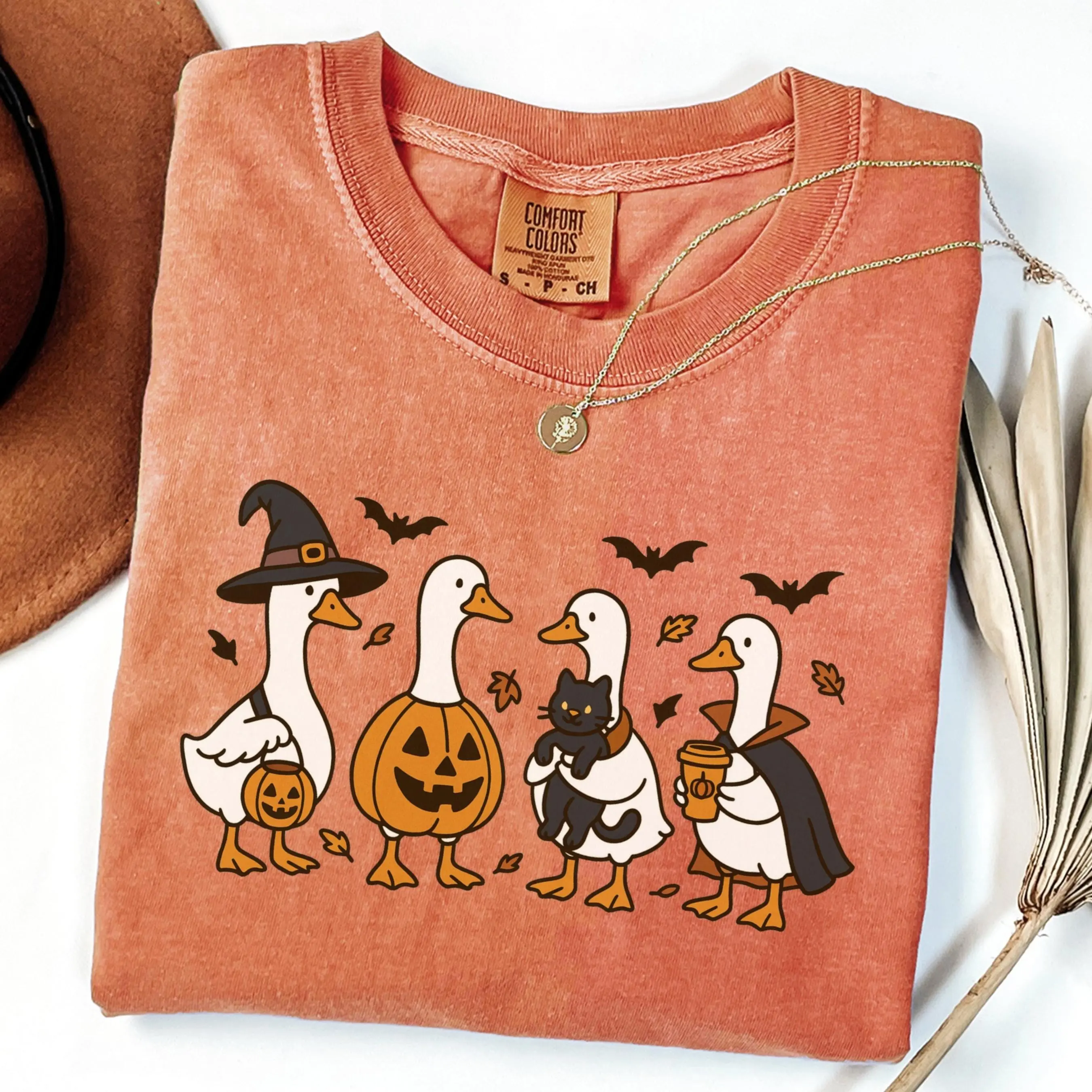 Comfort Colors Silly Goose Halloween Shirt, Funny Ghost Pumpkin Costume Tee, Womens Spooky Fall Graphic Gift Top