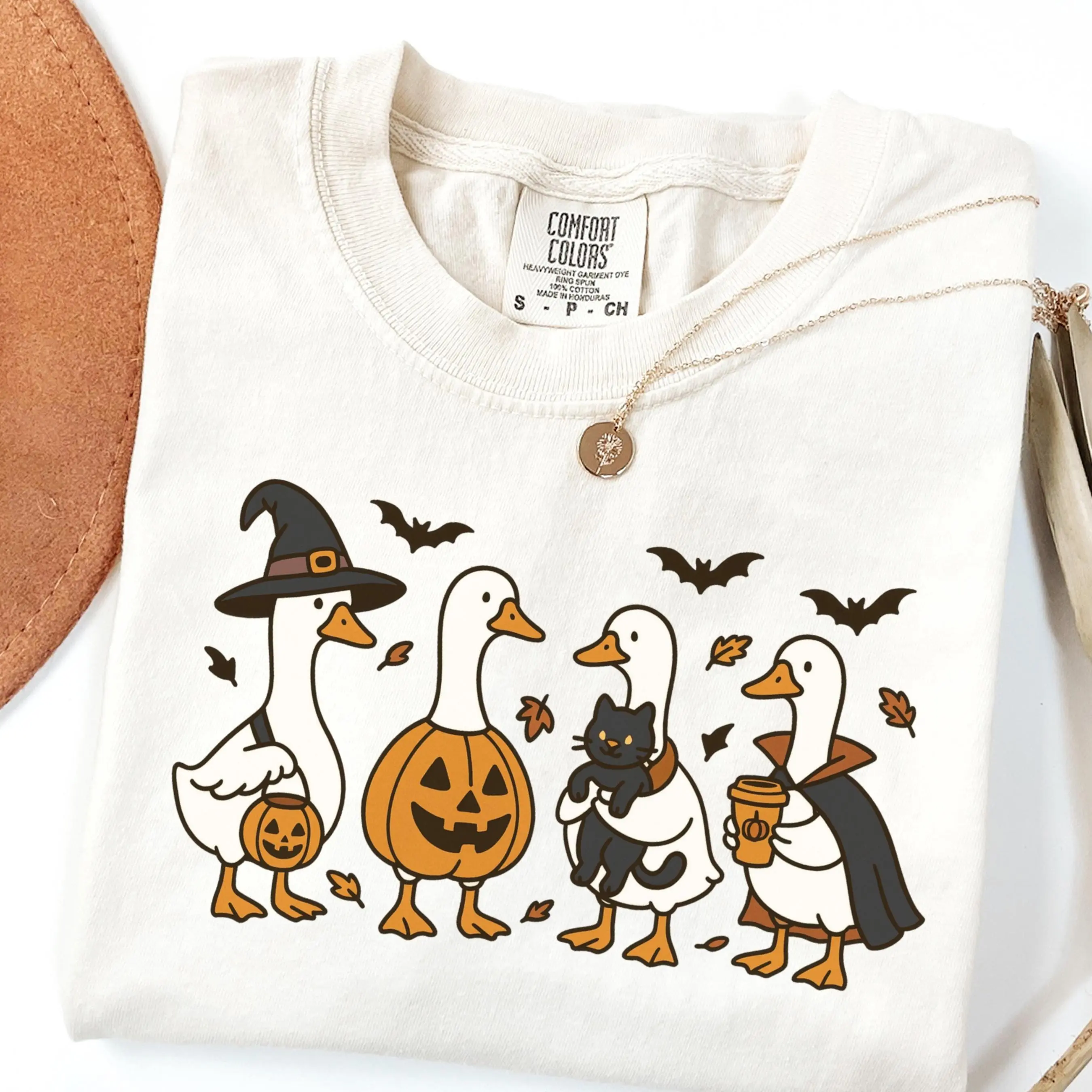 Comfort Colors Silly Goose Halloween Shirt, Funny Ghost Pumpkin Costume Tee, Womens Spooky Fall Graphic Gift Top - photo 3