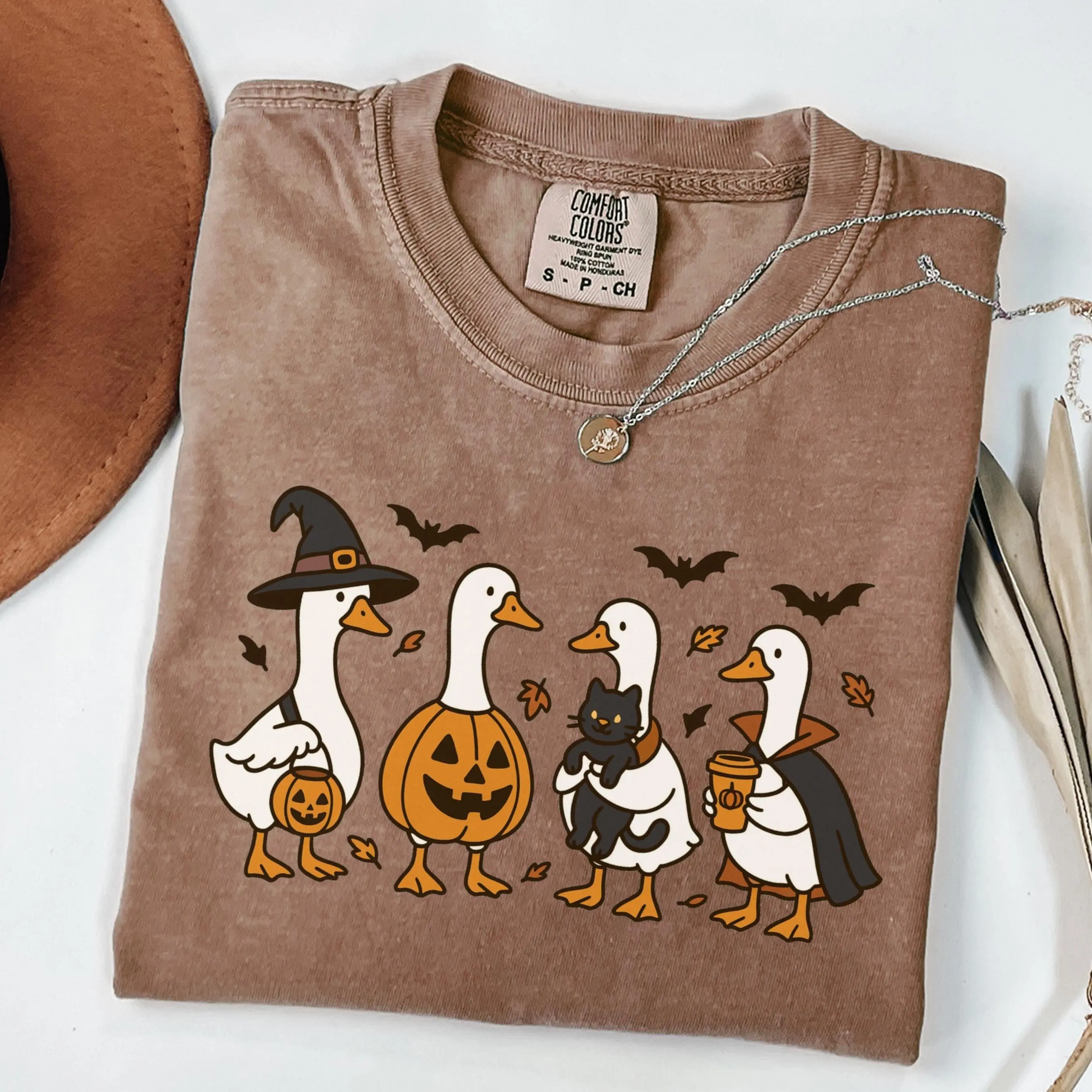 Comfort Colors Silly Goose Halloween Shirt, Funny Ghost Pumpkin Costume Tee, Womens Spooky Fall Graphic Gift Top - photo 4