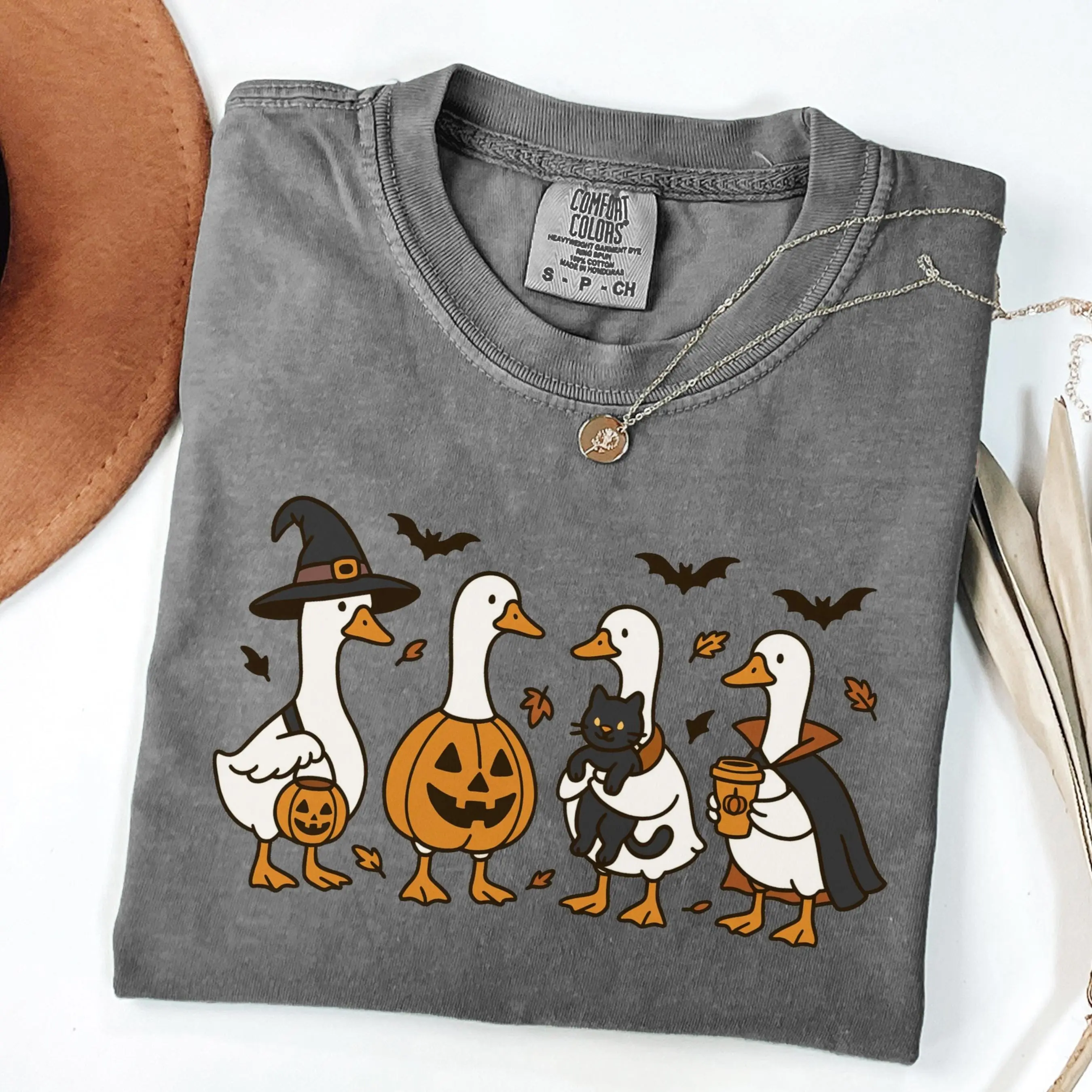 Comfort Colors Silly Goose Halloween Shirt, Funny Ghost Pumpkin Costume Tee, Womens Spooky Fall Graphic Gift Top - photo 5
