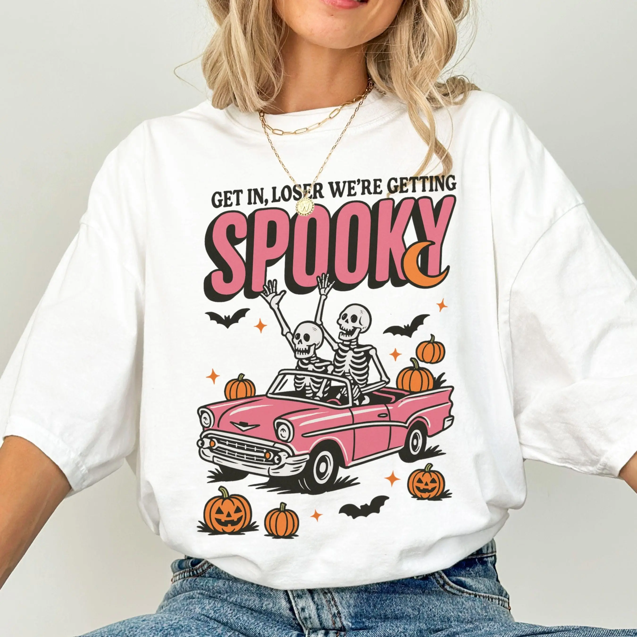 Comfort Colors Halloween Skeleton Shirt, Spooky Season Pumpkin Tee, Cozy Autumn Fall Graphic Top Gift - photo 4