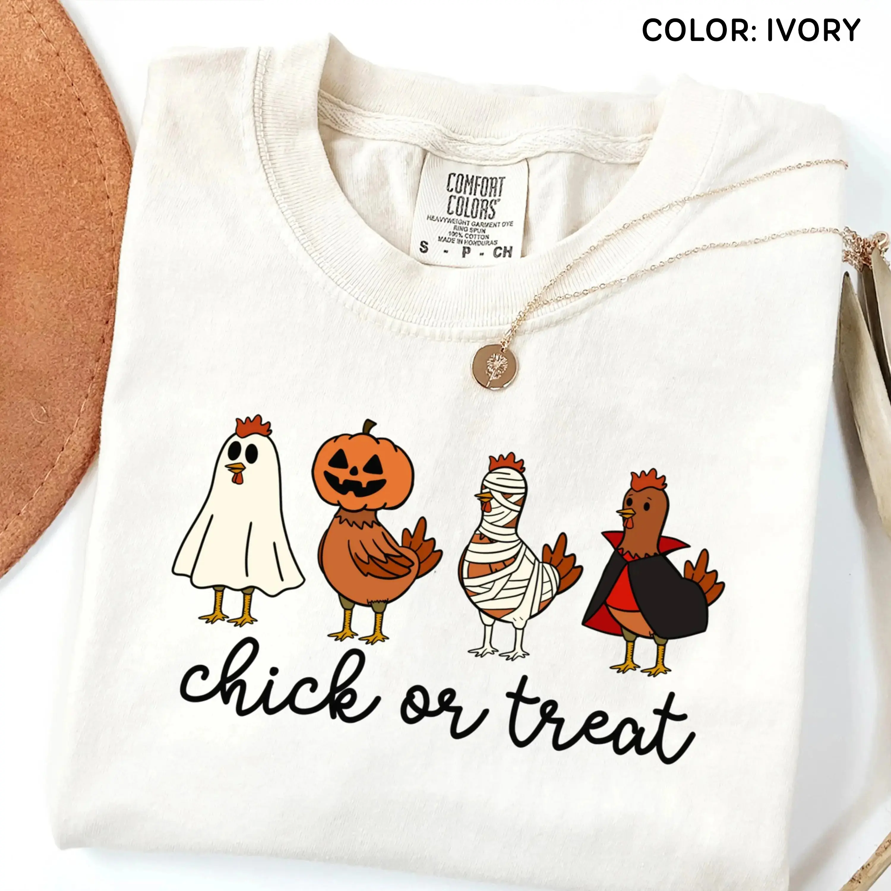 Comfort Colors Halloween Shirt, Spooky Chicken Lover Tee, Cute Ghost Graphic Fall Womens Funny Farm Animal Gift - photo 5