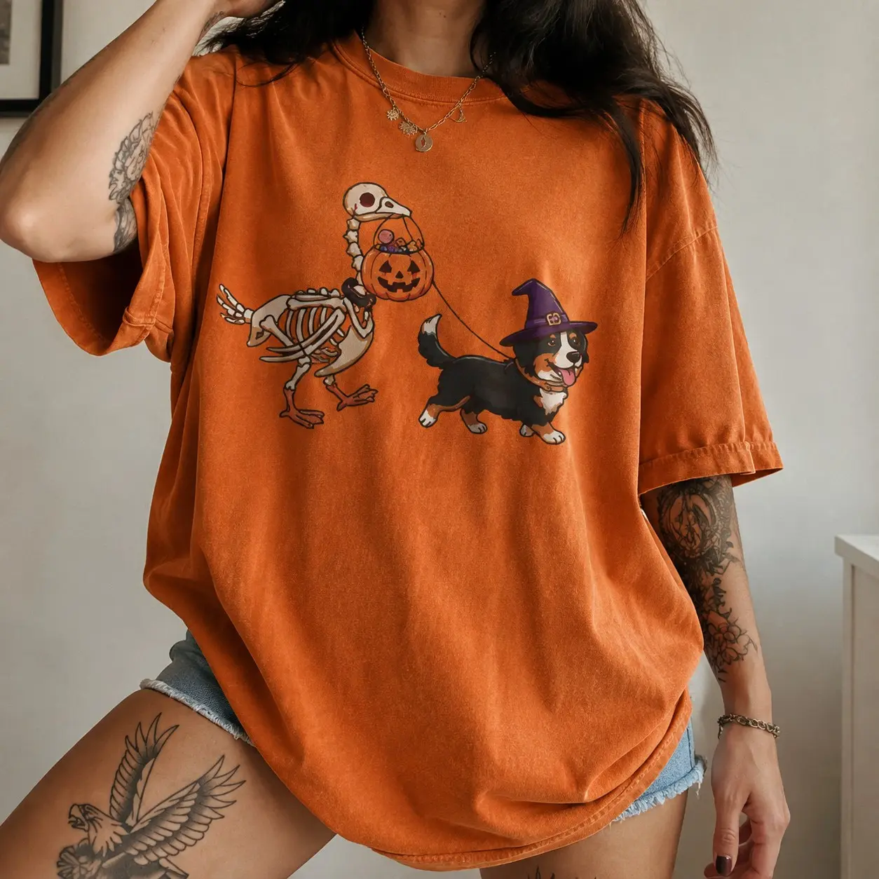 Comfort Colors Halloween Silly Goose Dog Shirt, 20+ Breeds Retro Spooky Season Witch Puppy Lover Tee - photo 3