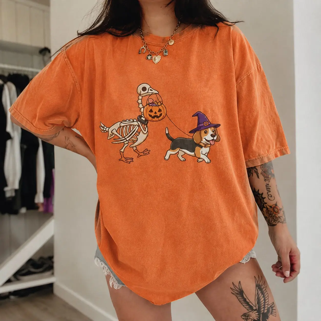 Comfort Colors Halloween Silly Goose Dog Shirt, 20+ Breeds Retro Spooky Season Witch Puppy Lover Tee - photo 4