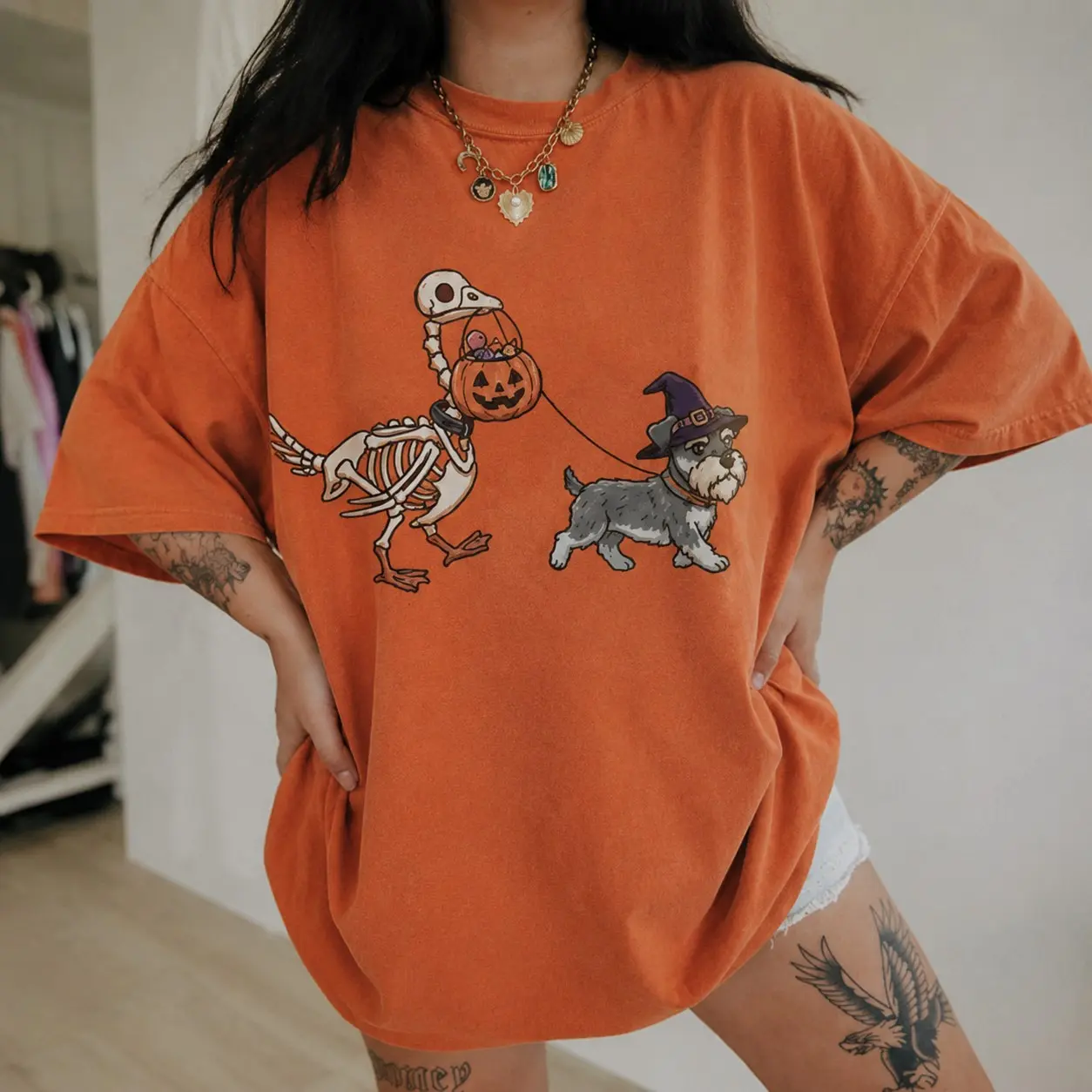 Comfort Colors Halloween Silly Goose Dog Shirt, 20+ Breeds Retro Spooky Season Witch Puppy Lover Tee - photo 5