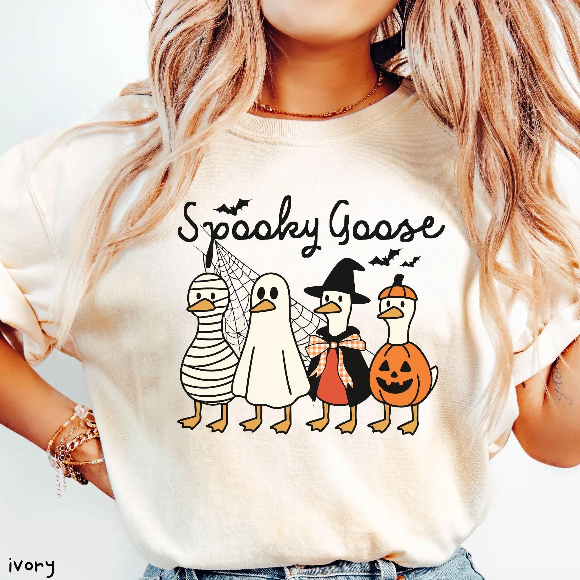 Comfort Colors Halloween Spooky Goose Shirt, Silly Funny Costume Graphic Tee - photo 3