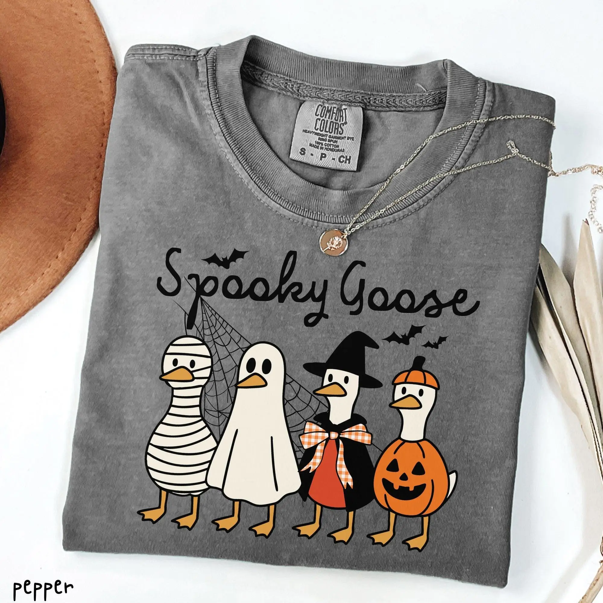 Comfort Colors Halloween Spooky Goose Shirt, Silly Funny Costume Graphic Tee - photo 5