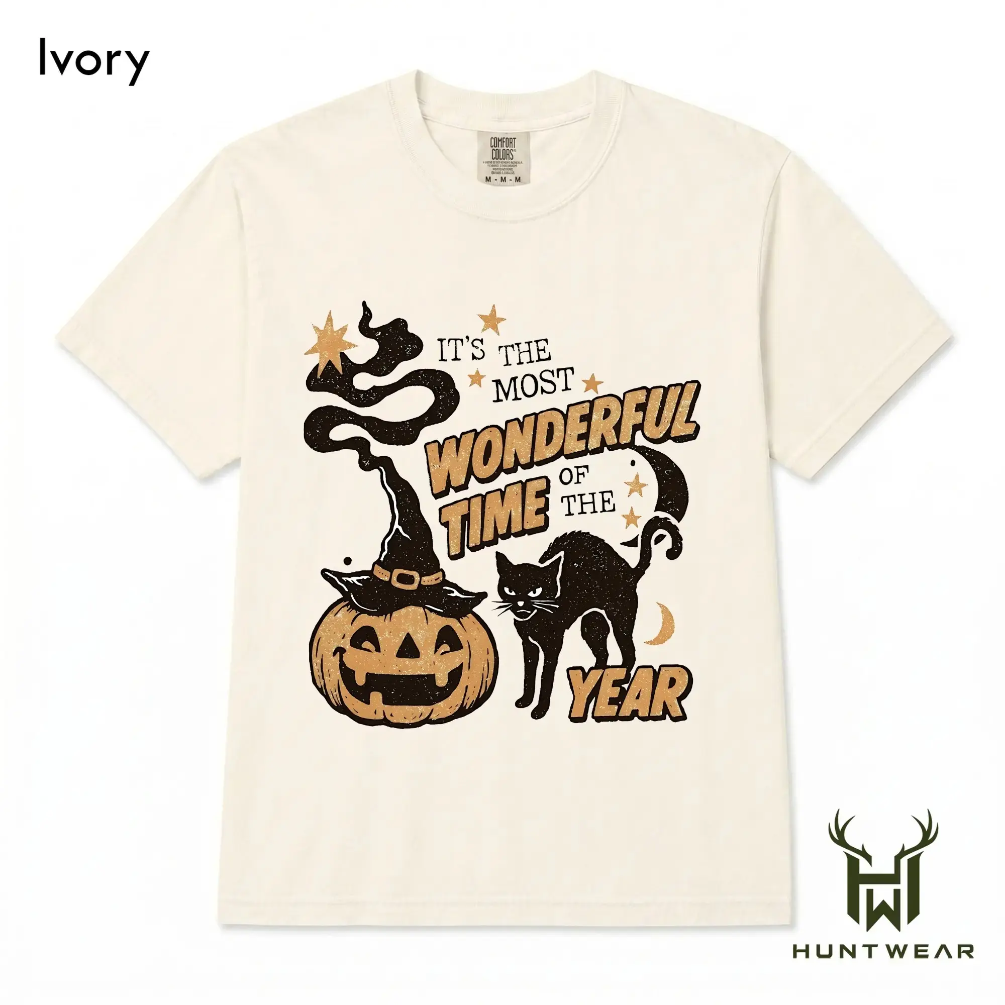 Comfort Colors Most Wonderful Time of the Year Halloween Sweatshirt, Vintage Black Cat Pumpkin Crewneck