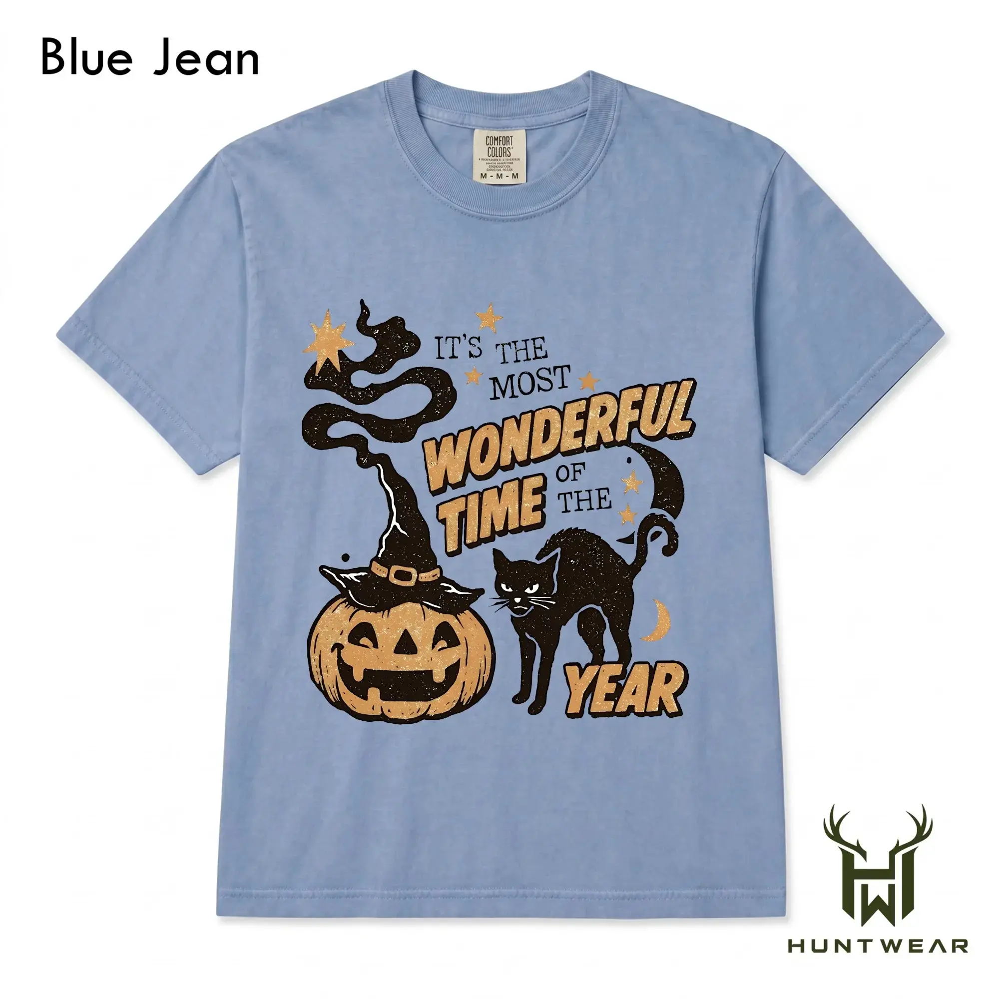 Comfort Colors Most Wonderful Time of the Year Halloween Sweatshirt, Vintage Black Cat Pumpkin Crewneck - photo 2