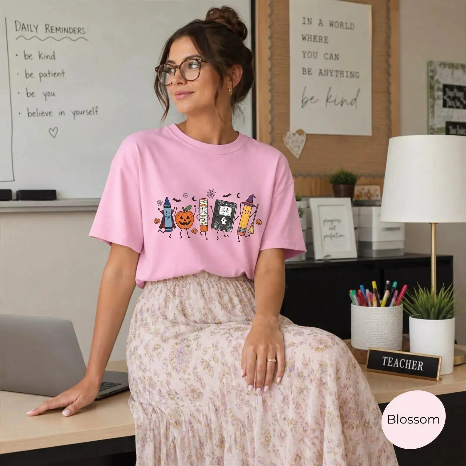 Comfort Colors Halloween Teacher Shirt, Funny Life Tee, Spooky Back To School Preschool Supplies Gift Top for Women - photo 4