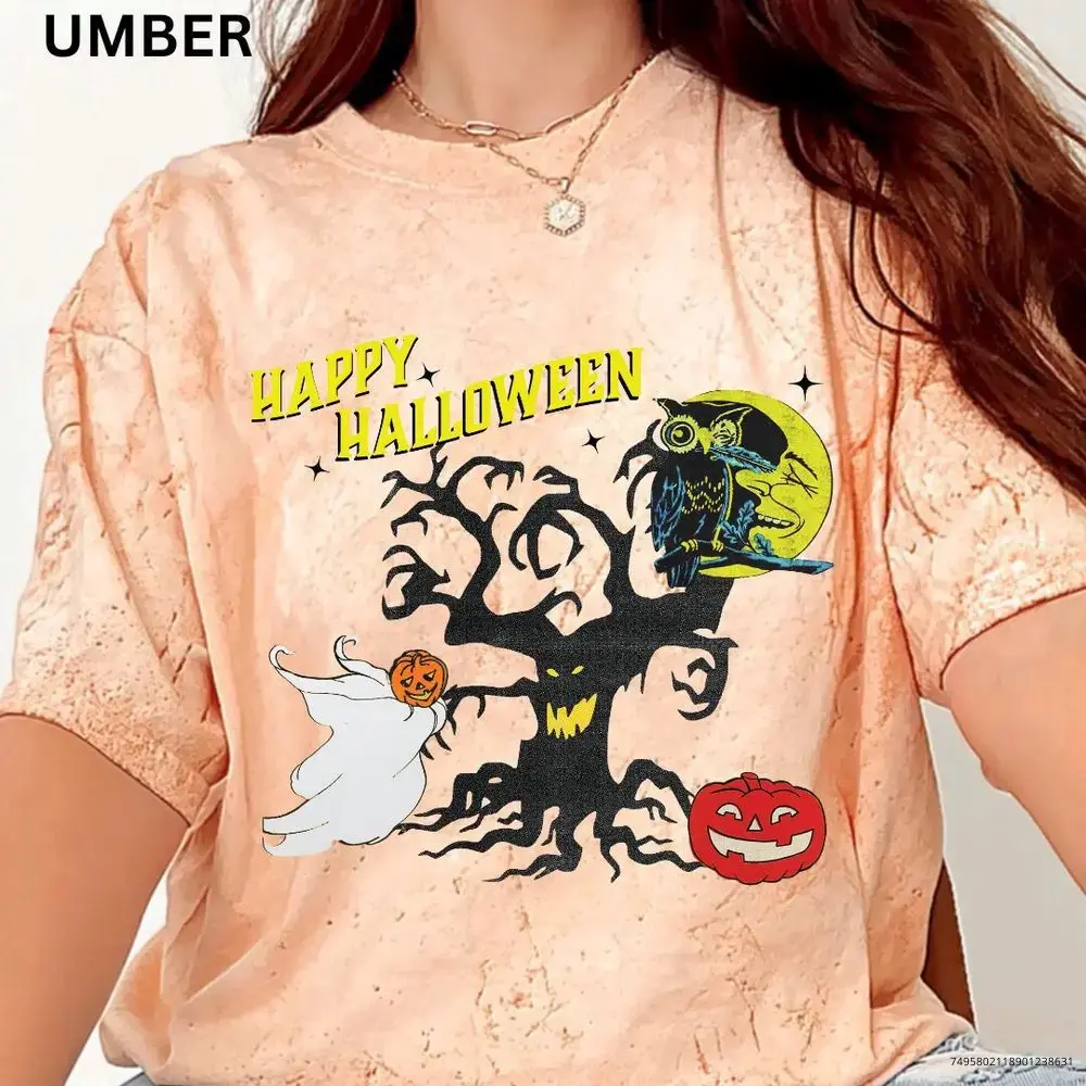 Comfort Colors Happy Halloween T-Shirt for Women, Wicked Spooky Season Graphic Tee