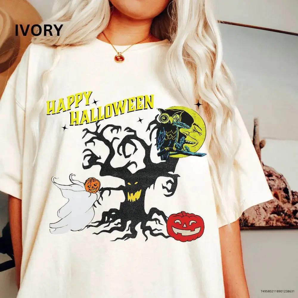 Comfort Colors Happy Halloween T-Shirt for Women, Wicked Spooky Season Graphic Tee - photo 2