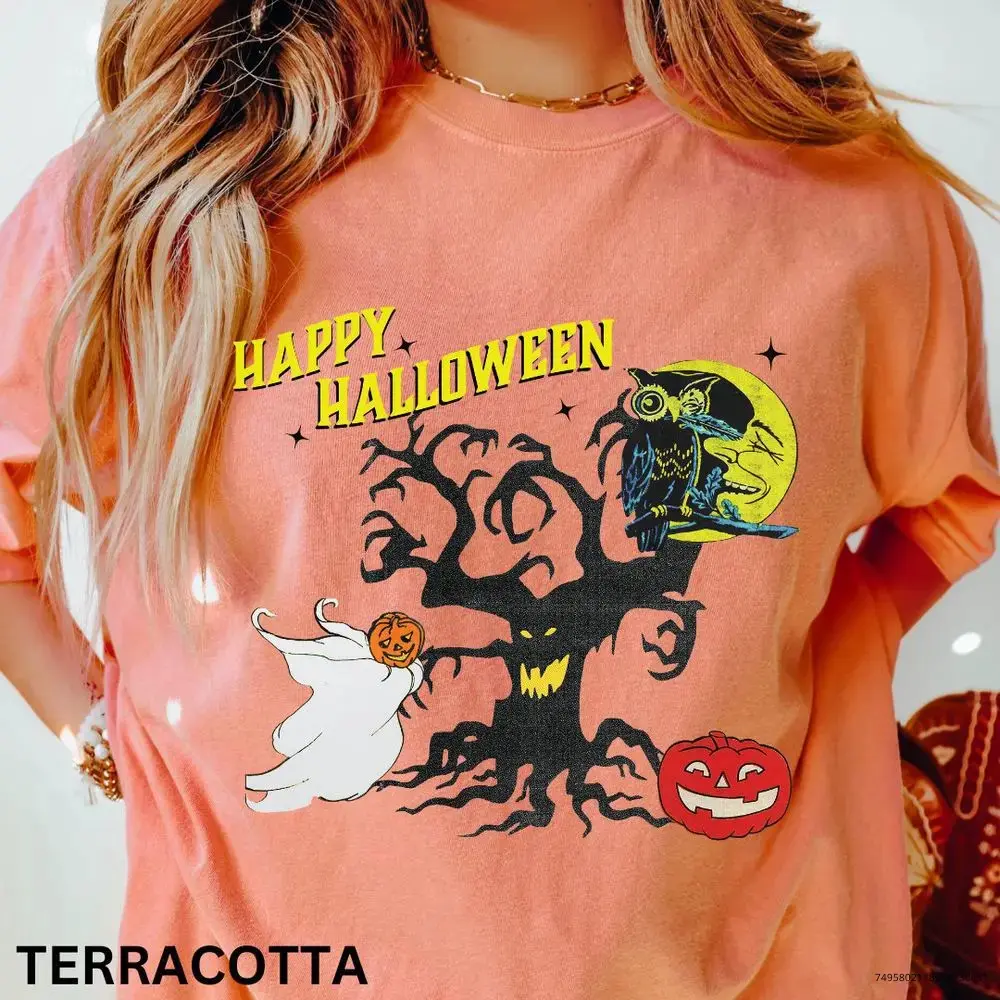 Comfort Colors Happy Halloween T-Shirt for Women, Wicked Spooky Season Graphic Tee - photo 3