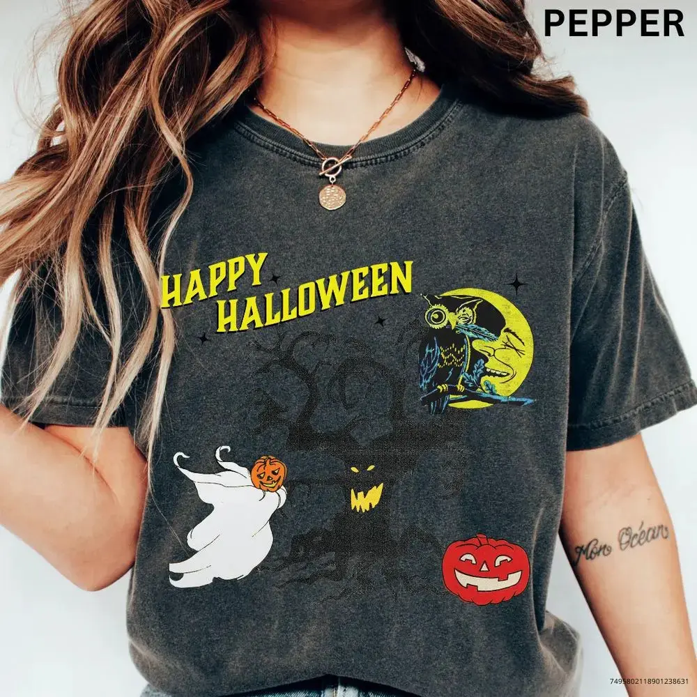Comfort Colors Happy Halloween T-Shirt for Women, Wicked Spooky Season Graphic Tee - photo 4