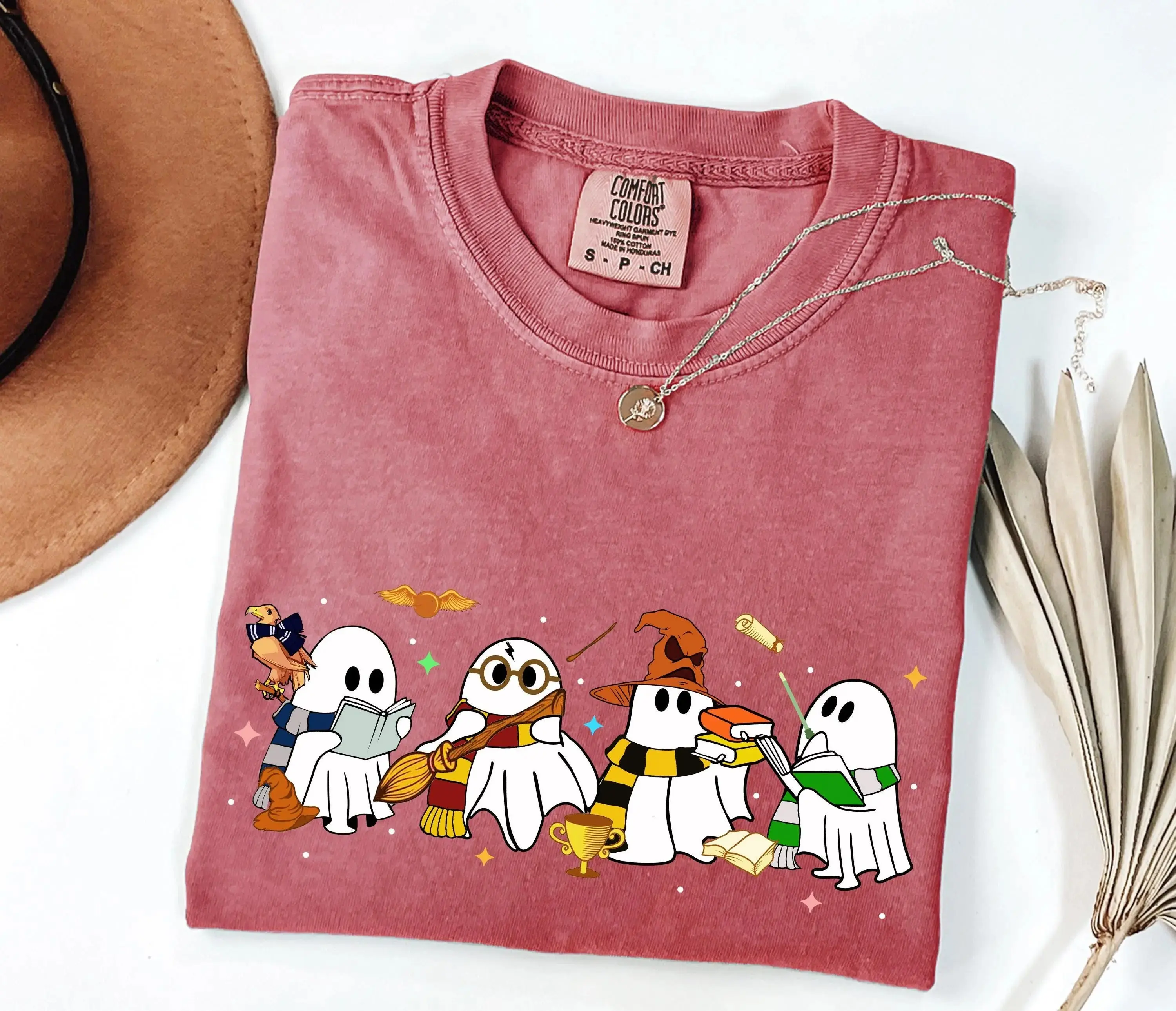 Comfort Colors Halloween Wizard Houses Ghosts Shirt, Cute Universal Vacation Vintage HP Magic School Family Trip Tee - photo 4