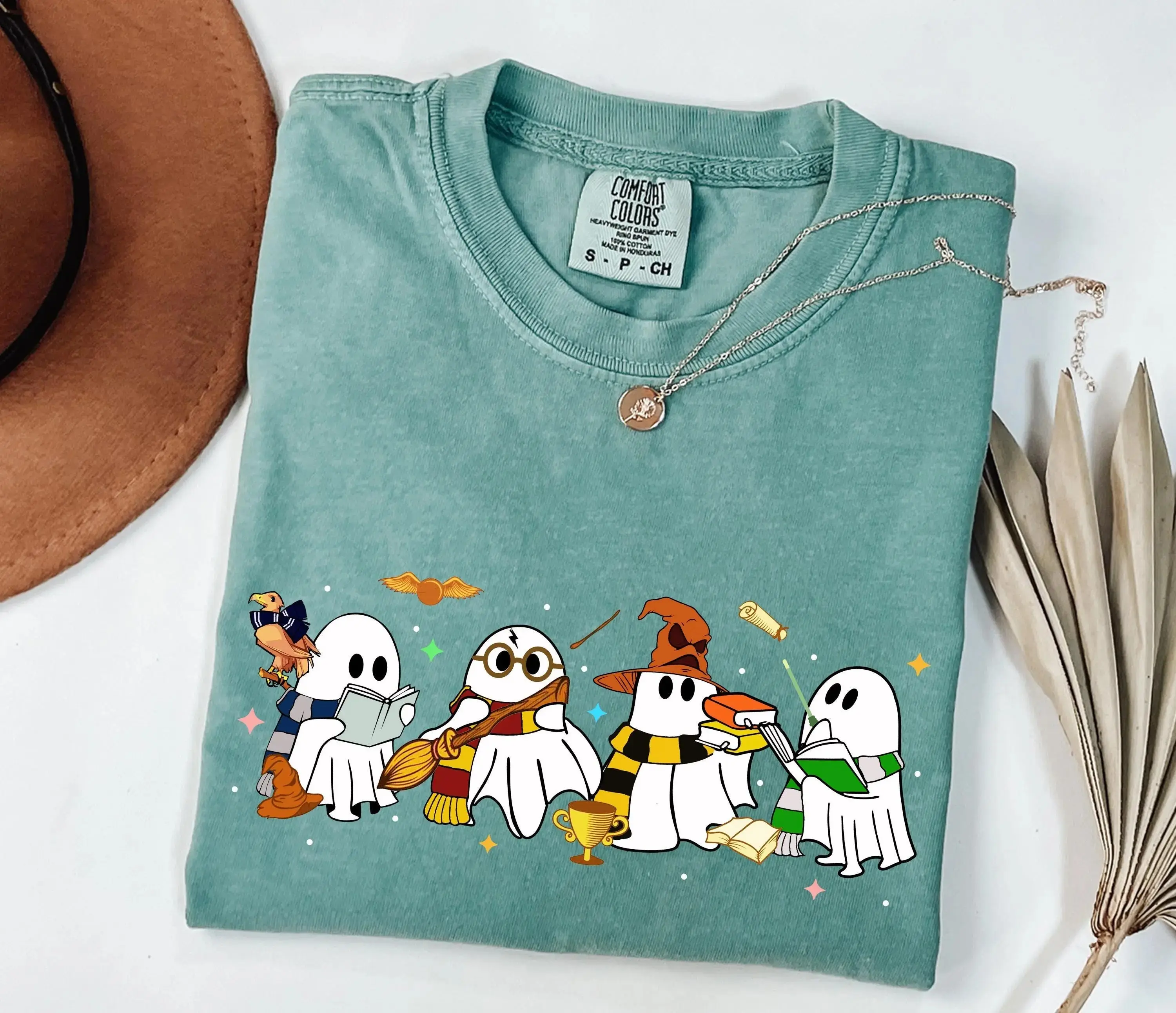 Comfort Colors Halloween Wizard Houses Ghosts Shirt, Cute Universal Vacation Vintage HP Magic School Family Trip Tee - photo 5