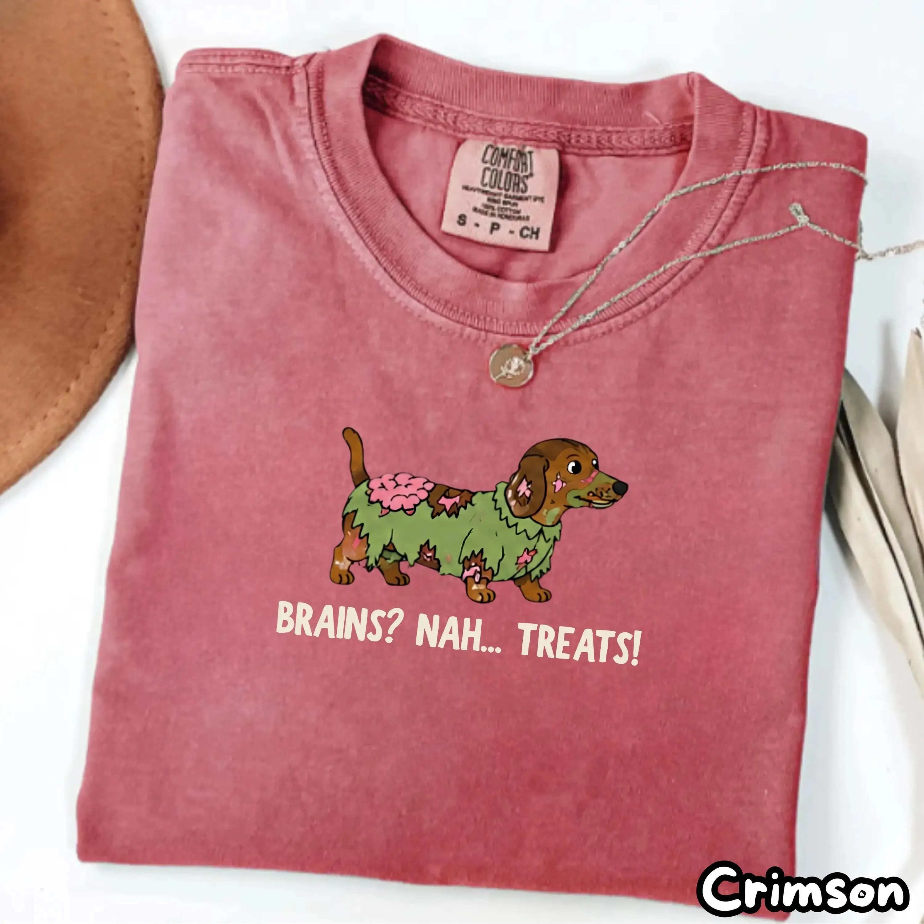 Comfort Colors Halloween Zombie Dachshund Shirt, Brains Nah Treats Funny Wiener Dog Mom Doxie Costume Tee - photo 5
