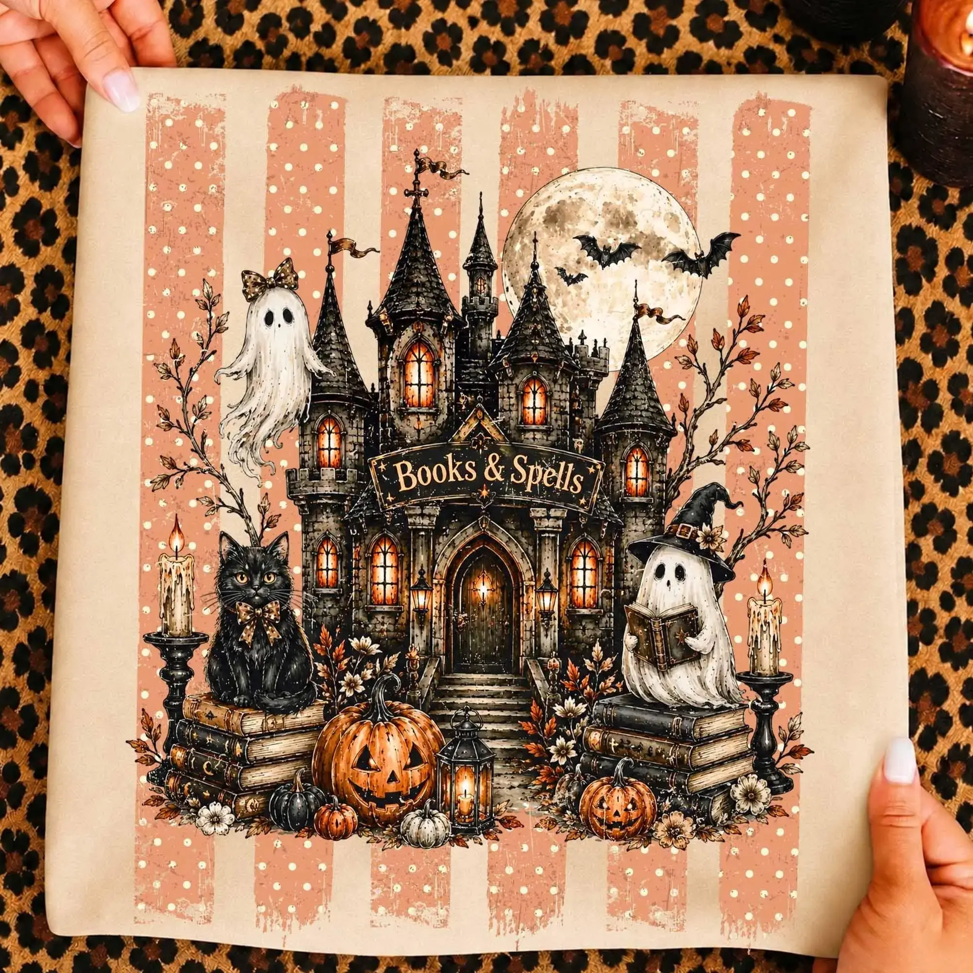 Comfort Colors Haunted Book Store Halloween Shirt, Bookish Floral Spooky Season Fall Tee for Women - photo 4