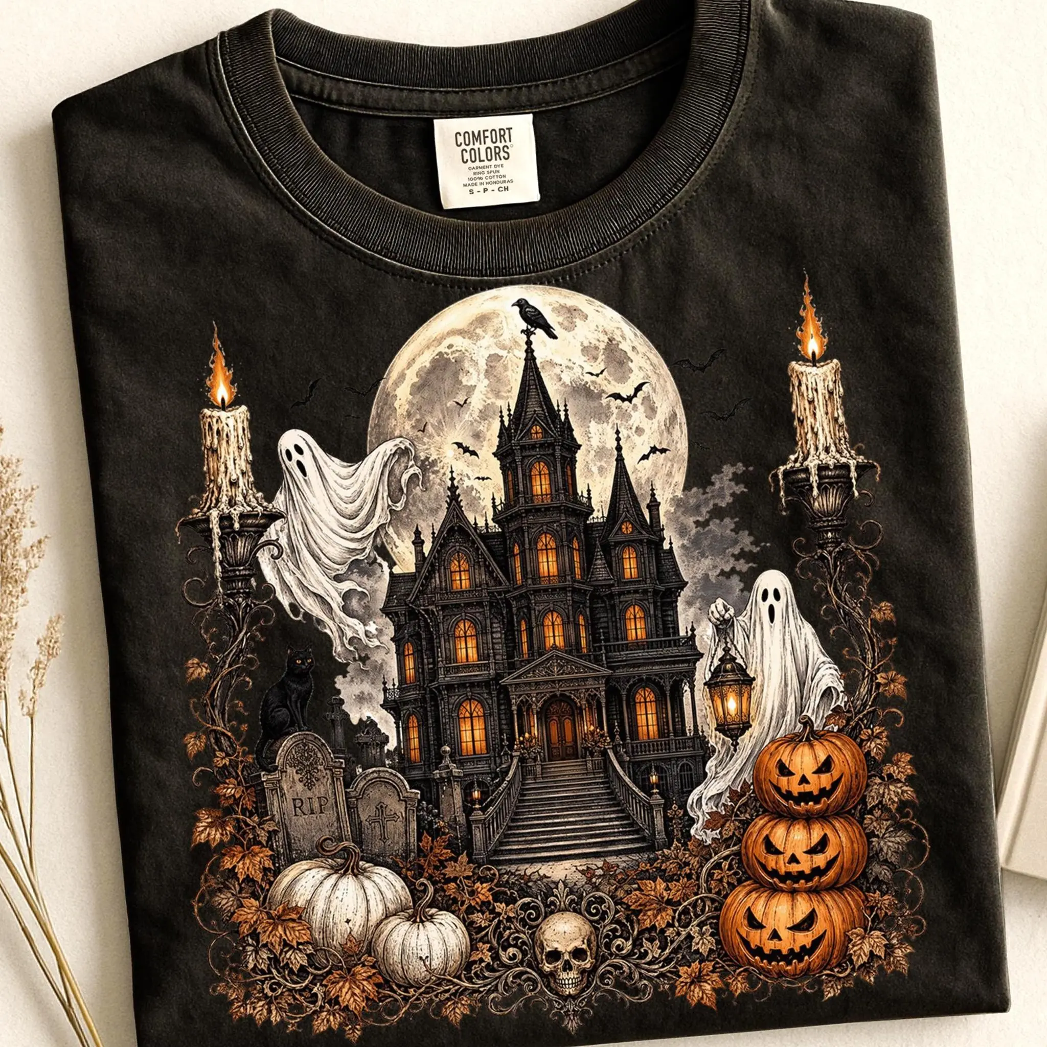 Comfort Colors Haunted Mansion Shirt, Vintage Gothic House Spooky Ghost Halloween Tee
