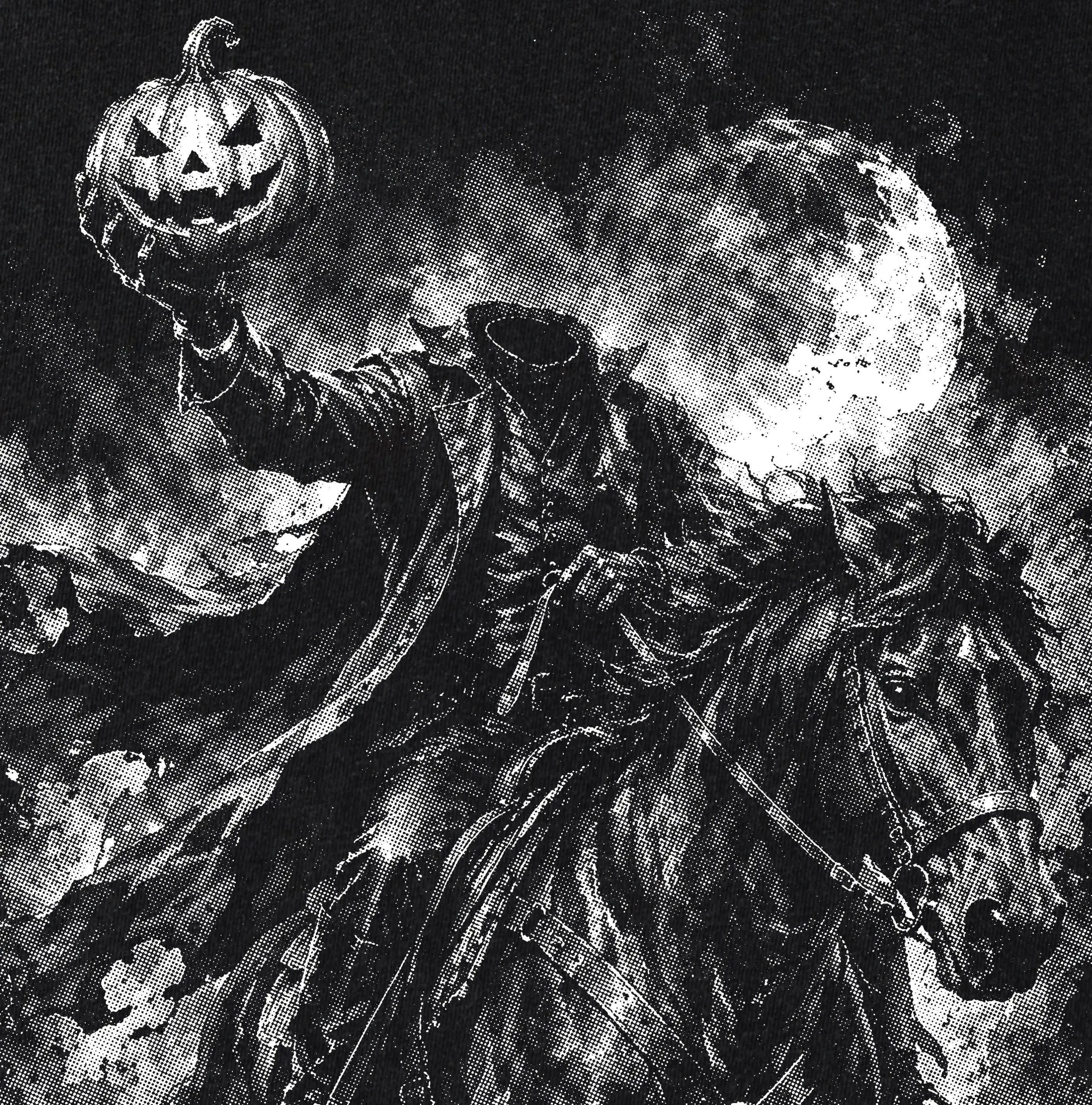 Comfort Colors Headless Pumpkin Horseman Halftone Shirt, Dark Gothic Halloween Rider Graphic Tee, Spooky Moonlit Horse - photo 2