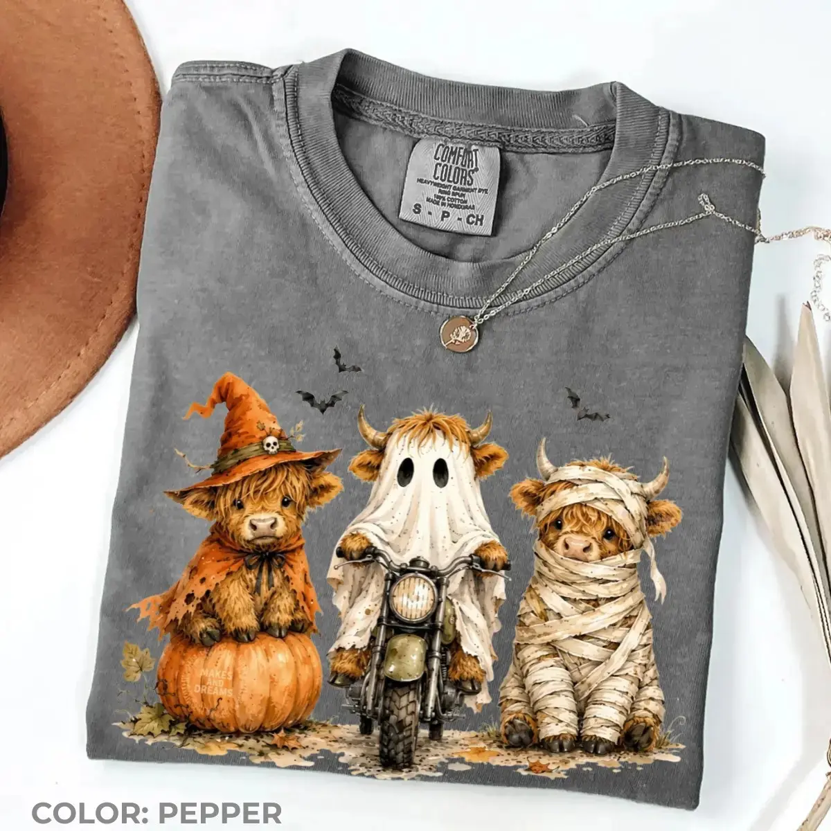 Comfort Colors Highland Cow Halloween Shirt, Funny Spooky Cow Graphic Tee, Cute Fall Farm Animal T-Shirt, Autumn Gift - photo 2