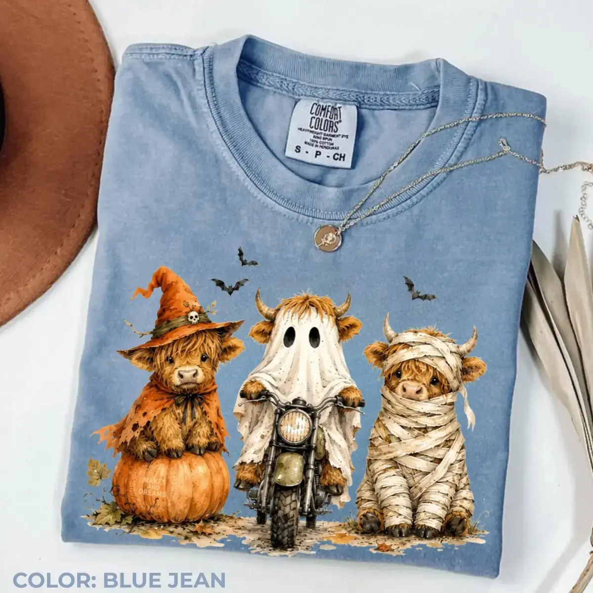 Comfort Colors Highland Cow Halloween Shirt, Funny Spooky Cow Graphic Tee, Cute Fall Farm Animal T-Shirt, Autumn Gift - photo 3