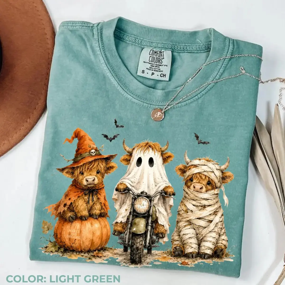 Comfort Colors Highland Cow Halloween Shirt, Funny Spooky Cow Graphic Tee, Cute Fall Farm Animal T-Shirt, Autumn Gift - photo 4