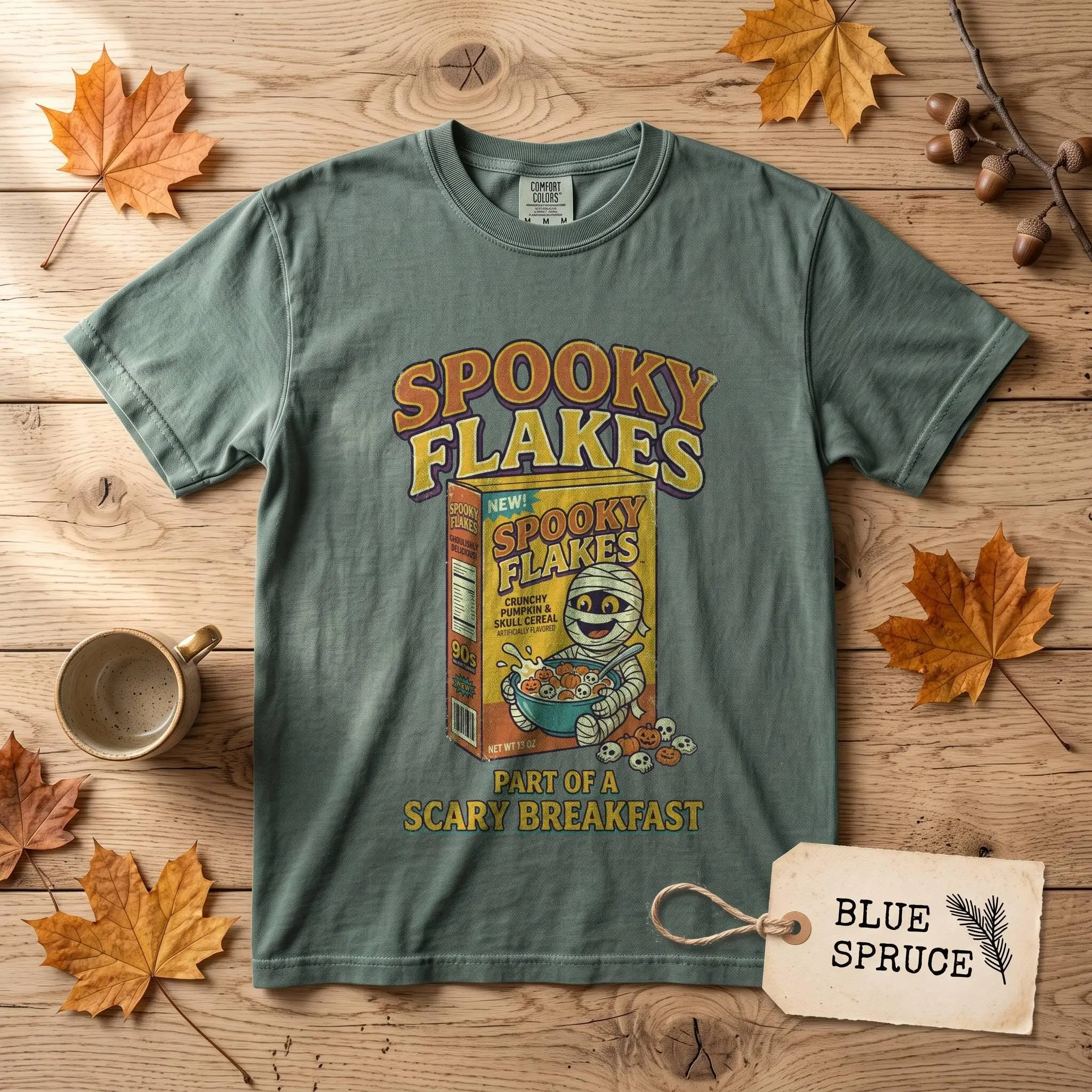 Comfort Colors Horror Cereal Box Halloween T-Shirt, Spooky Flakes Retro Graphic Tee - photo 4
