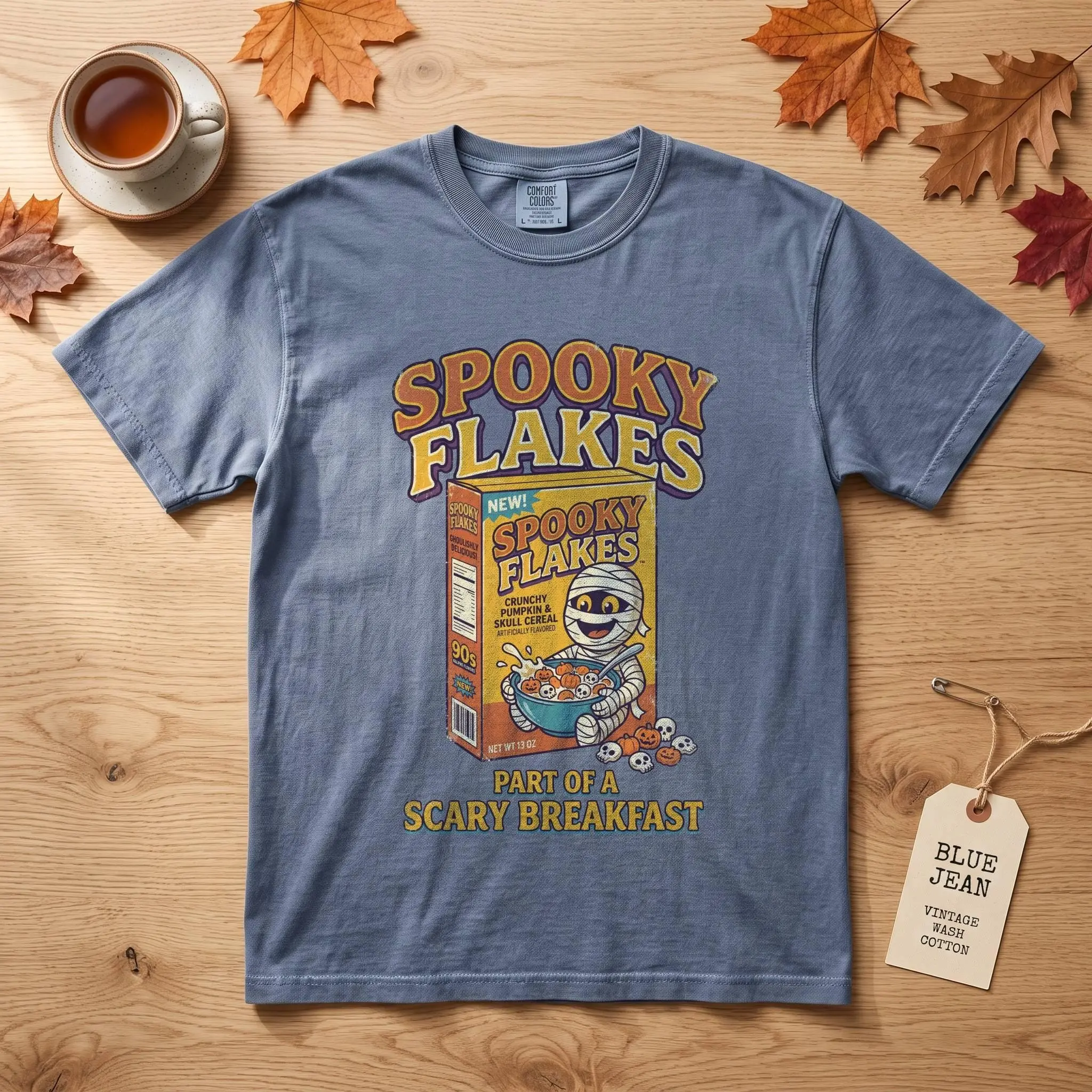 Comfort Colors Horror Cereal Box Halloween T-Shirt, Spooky Flakes Retro Graphic Tee - photo 5