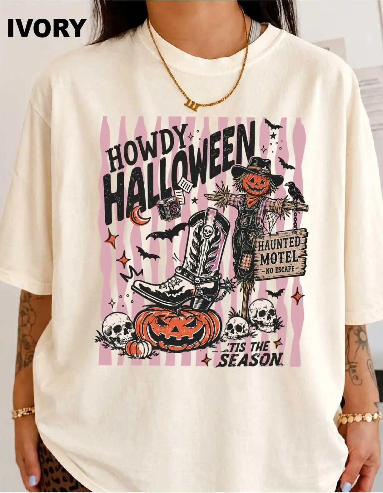 Comfort Colors Howdy Halloween Shirt for Women, Western Cowgirl Vintage Pumpkin Spooky Season Tee - photo 3