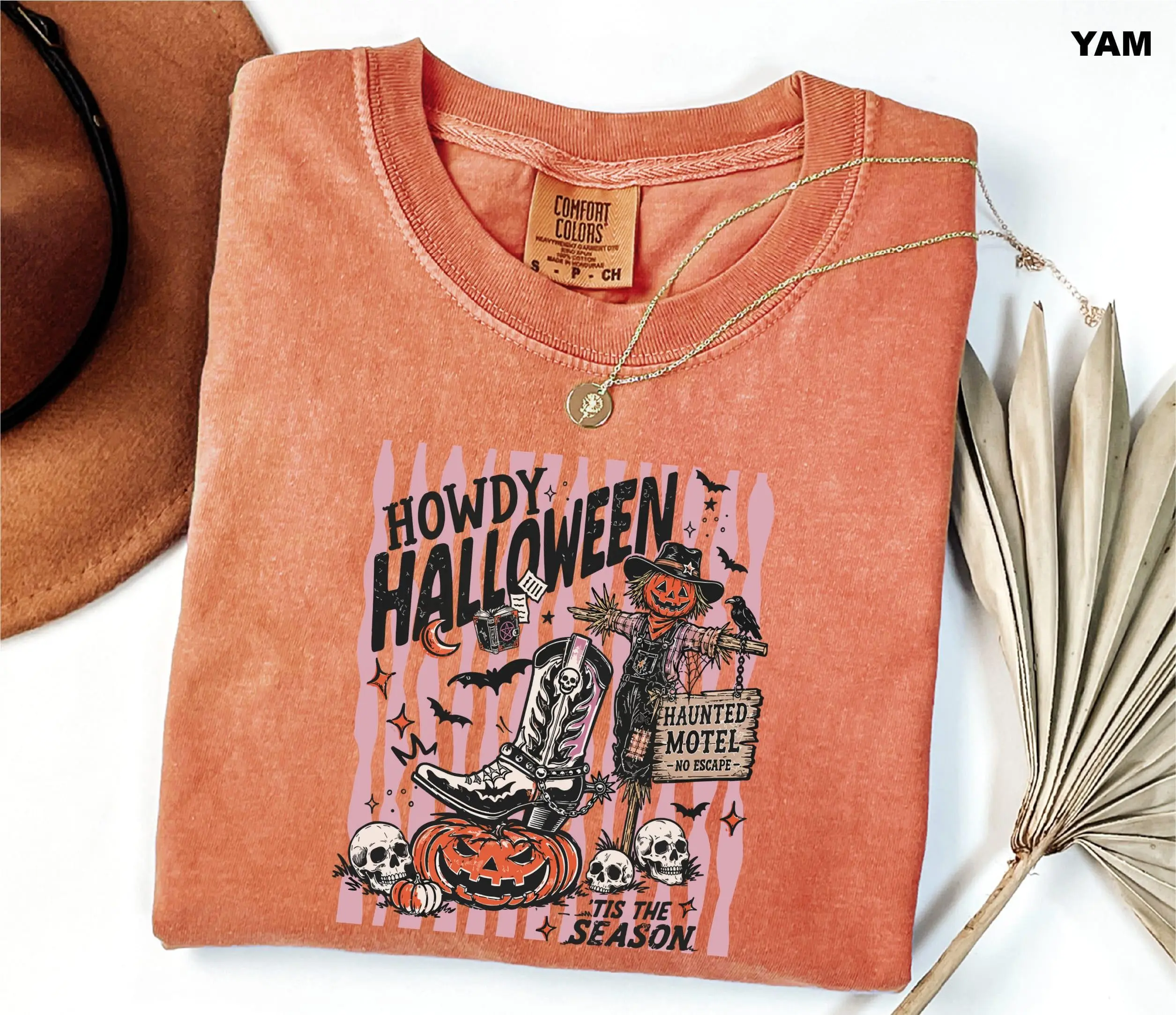 Comfort Colors Howdy Halloween Shirt, Western Cowgirl Vintage Pumpkin Spooky Season Graphic Tee - photo 5