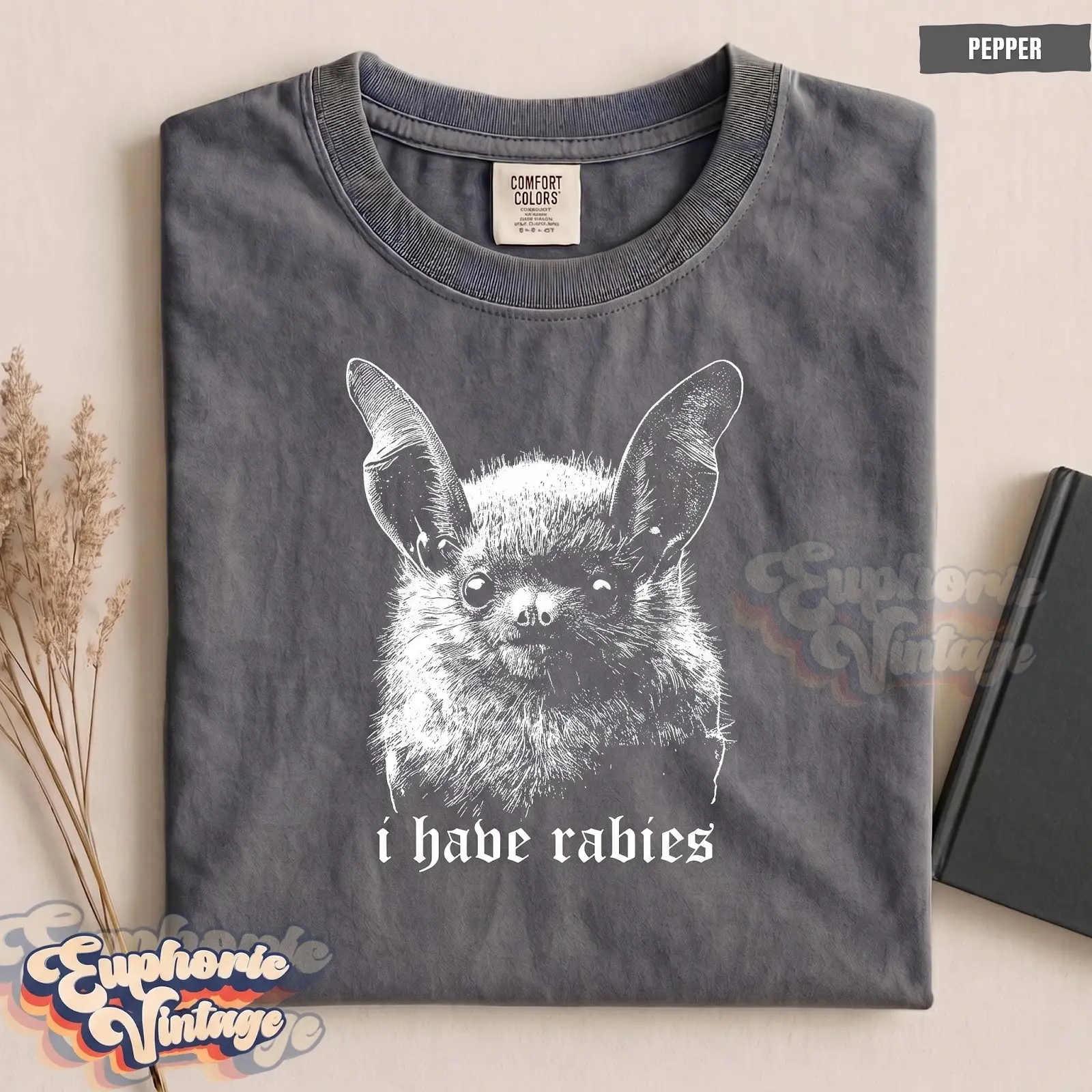 Comfort Colors I Have Rabies Bat T-Shirt, Unhinged Meme, Weird Dark Humor - photo 2