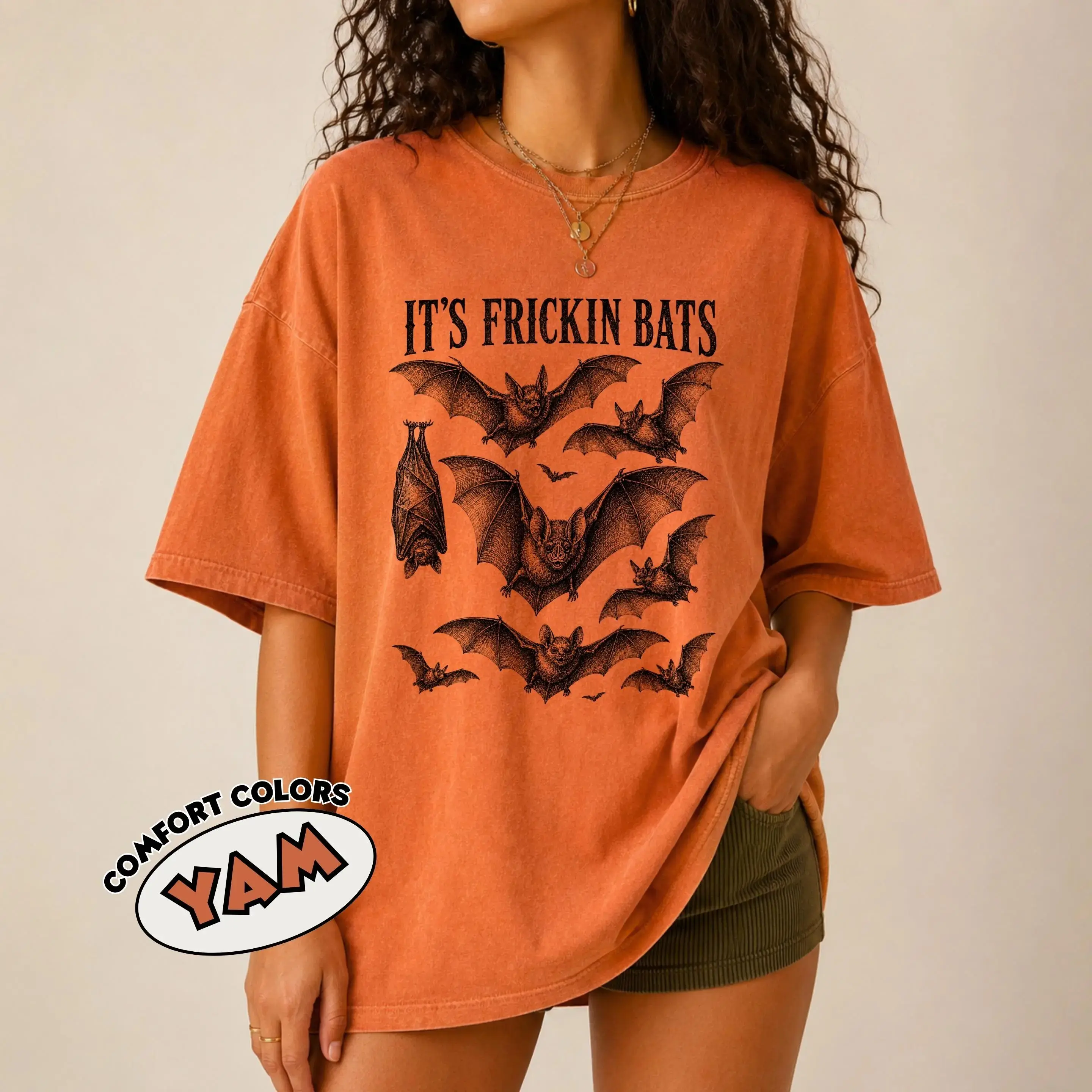Comfort Colors Its Frickin Bats Shirt, Halloween Spooky Season Tshirt, Vintage Bat Lover Funny Gift Tee for Women