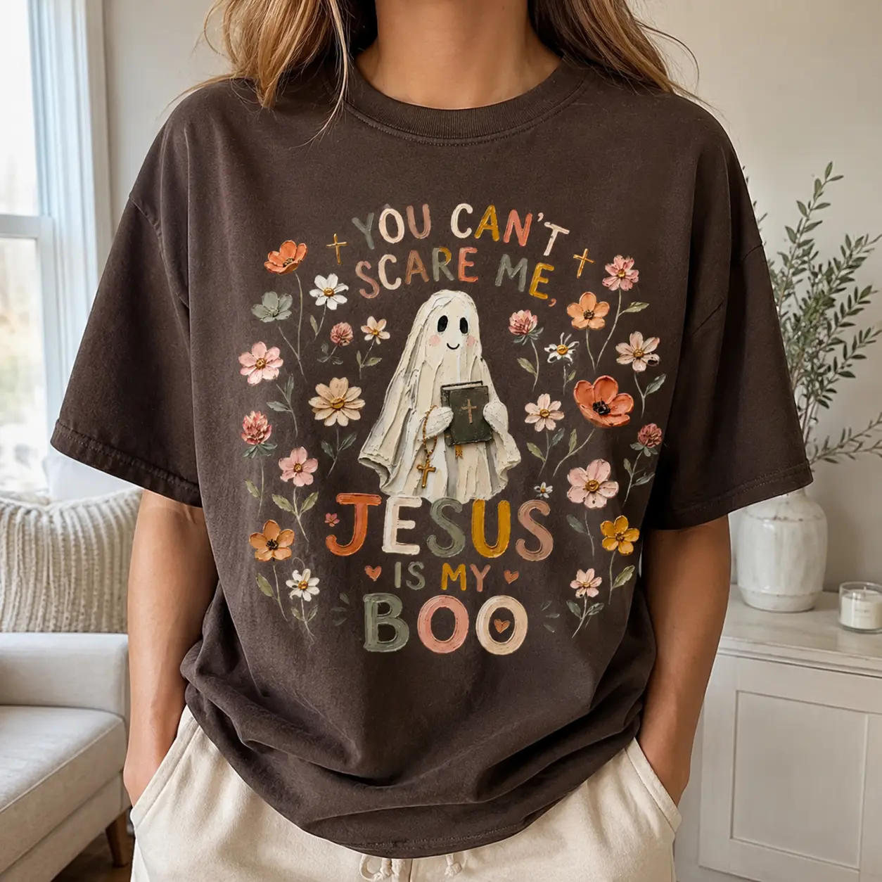 Comfort Colors Jesus Is My Boo T-Shirt, You Can't Scare Me Christian Tee, Holy Ghost Tee, Faith Halloween Shirt - photo 3