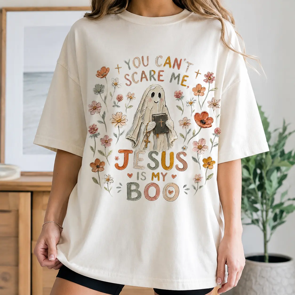 Comfort Colors Jesus Is My Boo T-Shirt, You Can't Scare Me Christian Tee, Holy Ghost Tee, Faith Halloween Shirt - photo 4