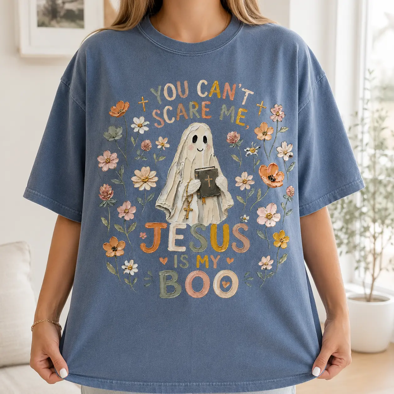 Comfort Colors Jesus Is My Boo T-Shirt, You Can't Scare Me Christian Tee, Holy Ghost Tee, Faith Halloween Shirt - photo 5