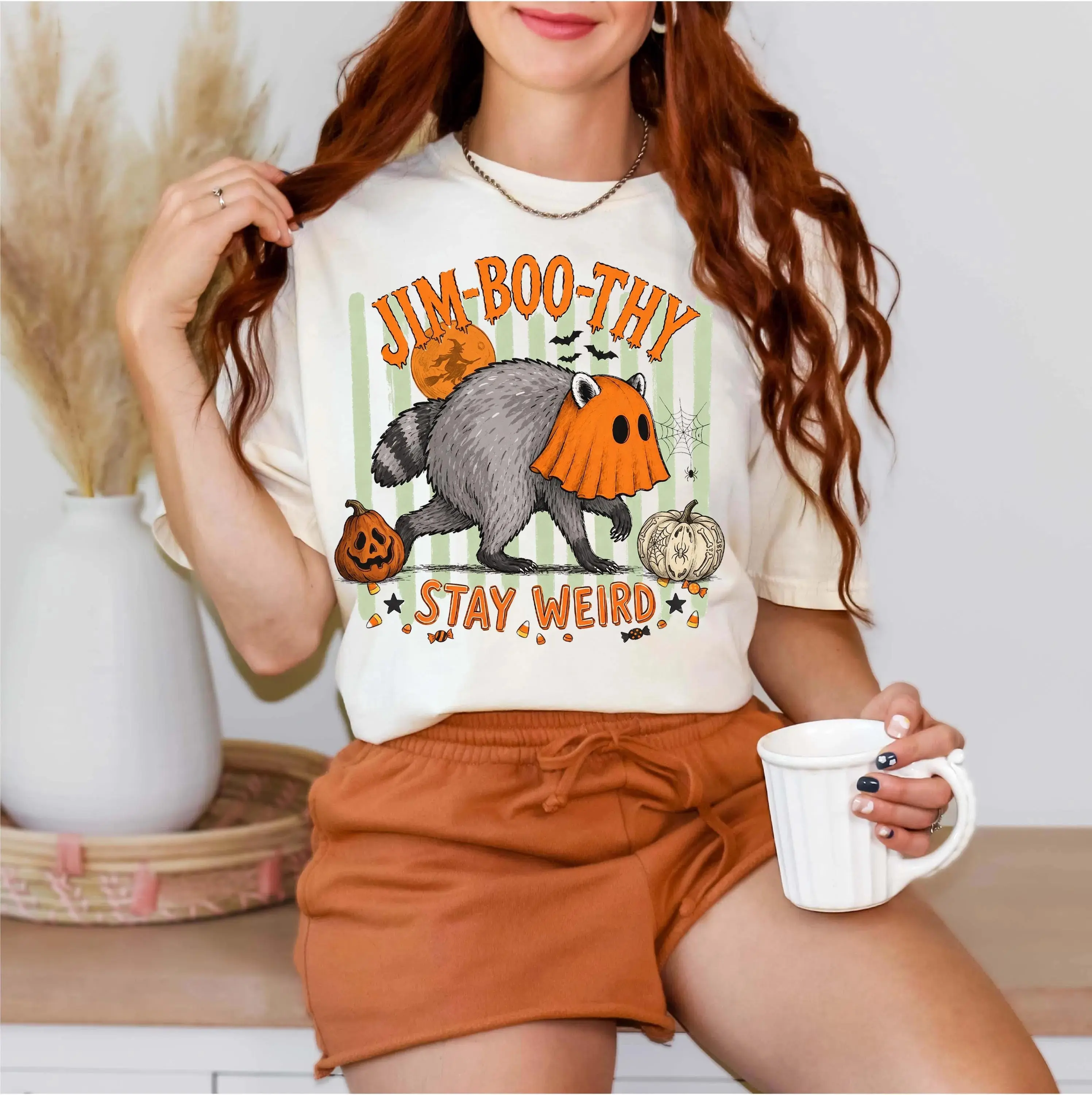 Comfort Colors Jimothy Halloween Shirt, Jim-Boo-Thy Raccoon Trash Panda Ghost Meme Trendy Tee - photo 2
