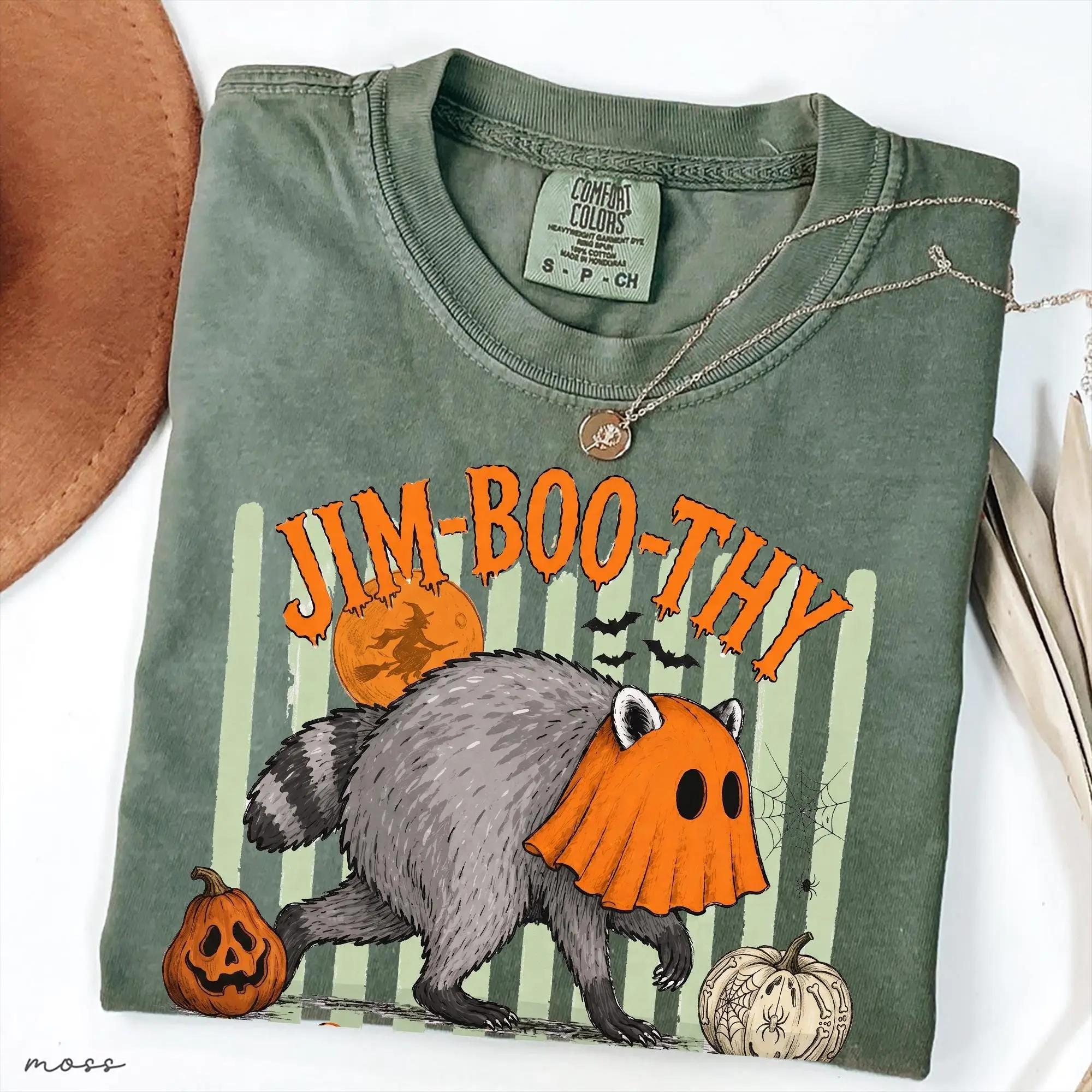 Comfort Colors Jimothy Halloween Shirt, Jim-Boo-Thy Raccoon Trash Panda Ghost Meme Trendy Tee - photo 4