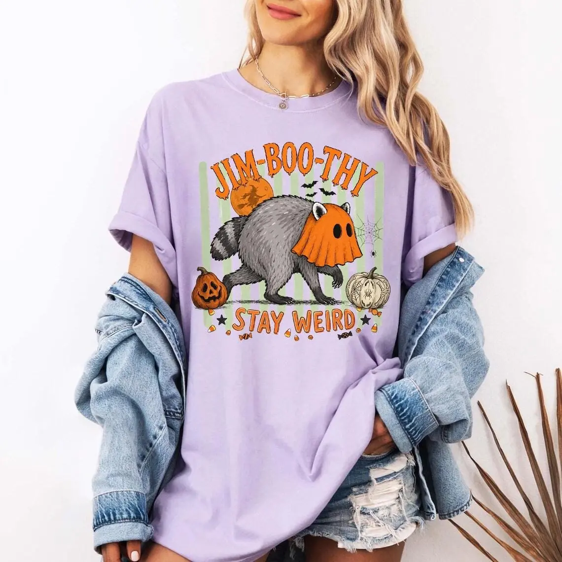 Comfort Colors Jimothy Halloween Shirt, Jim-Boo-Thy Raccoon Trash Panda Ghost Meme Trendy Tee - photo 5