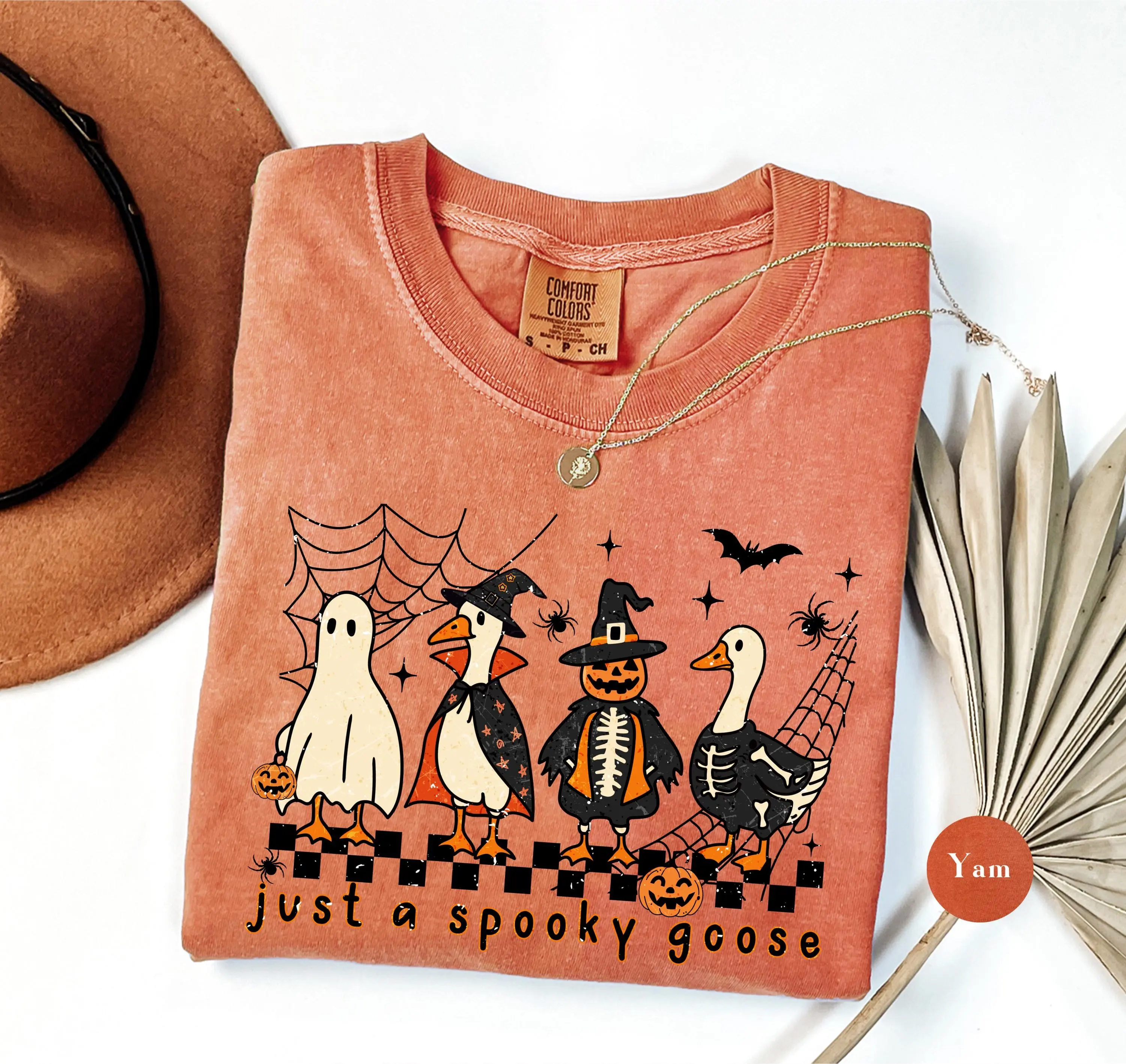 Comfort Colors Just A Spooky Goose Halloween T-Shirt, Funny Horror Graphic Tee for Women