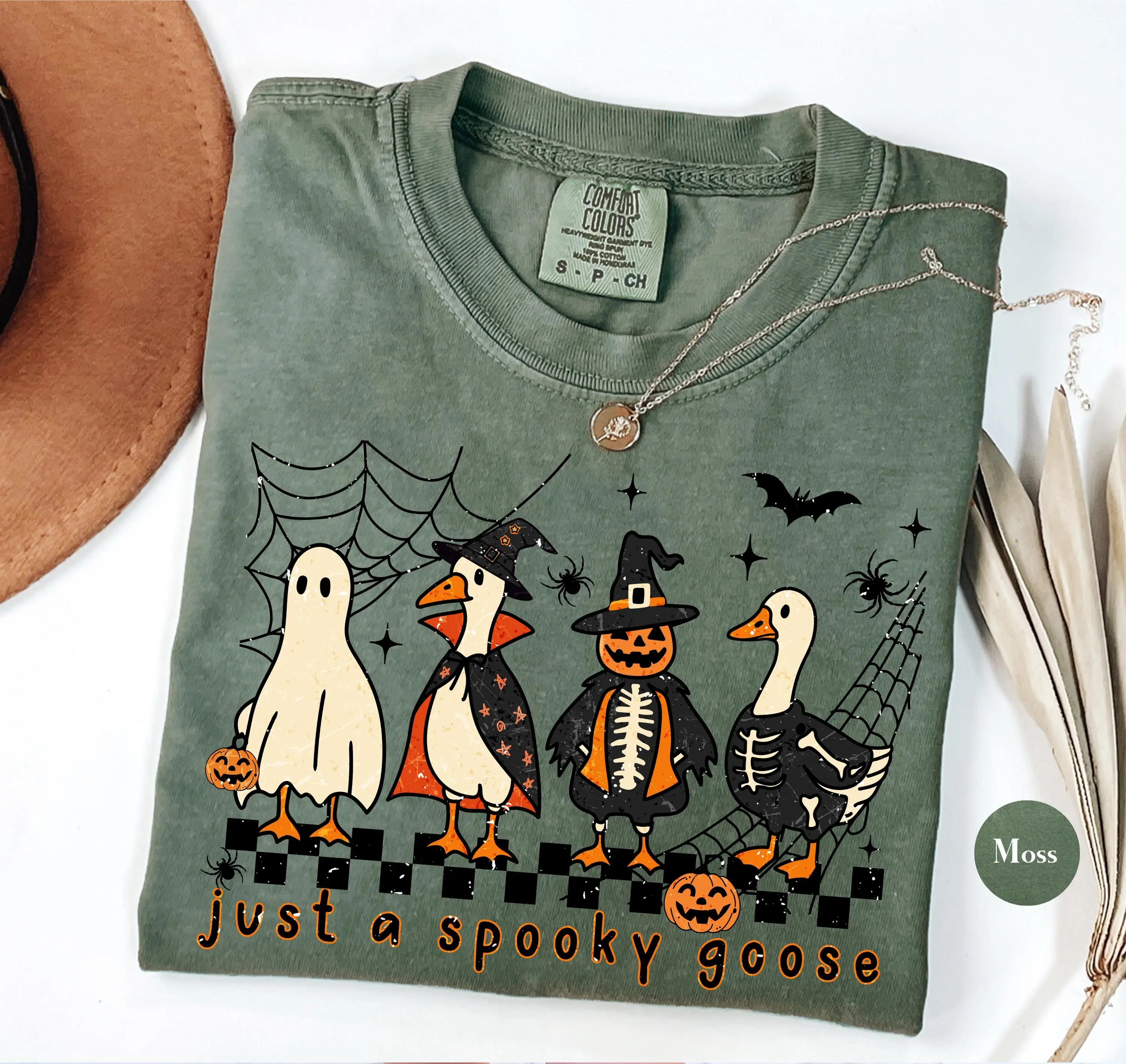 Comfort Colors Just A Spooky Goose Halloween T-Shirt, Funny Horror Graphic Tee for Women - photo 5