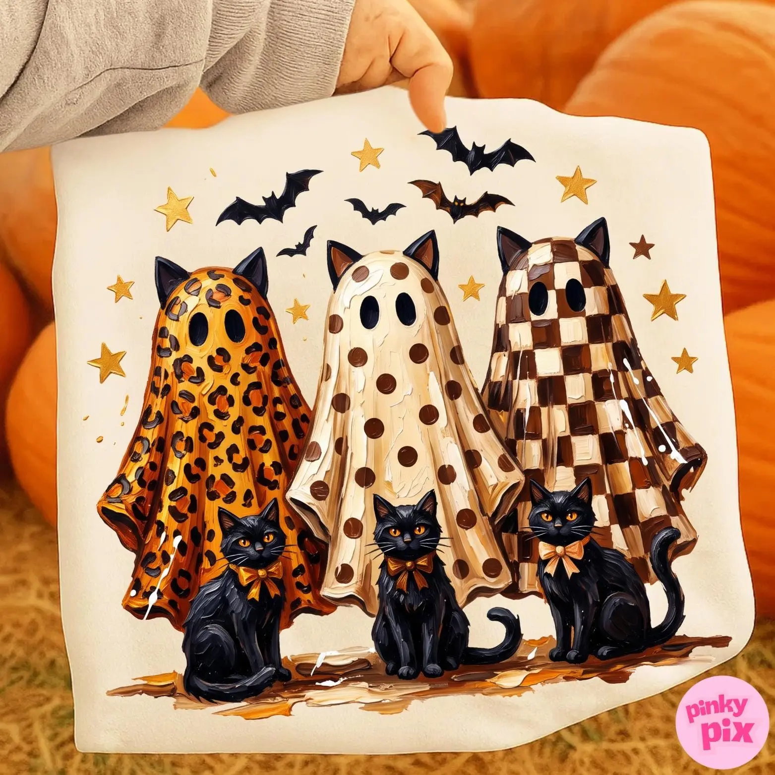 Comfort colors Leopard Halloween Ghost Black Cat Shirt, Fall Tshirt - photo 5
