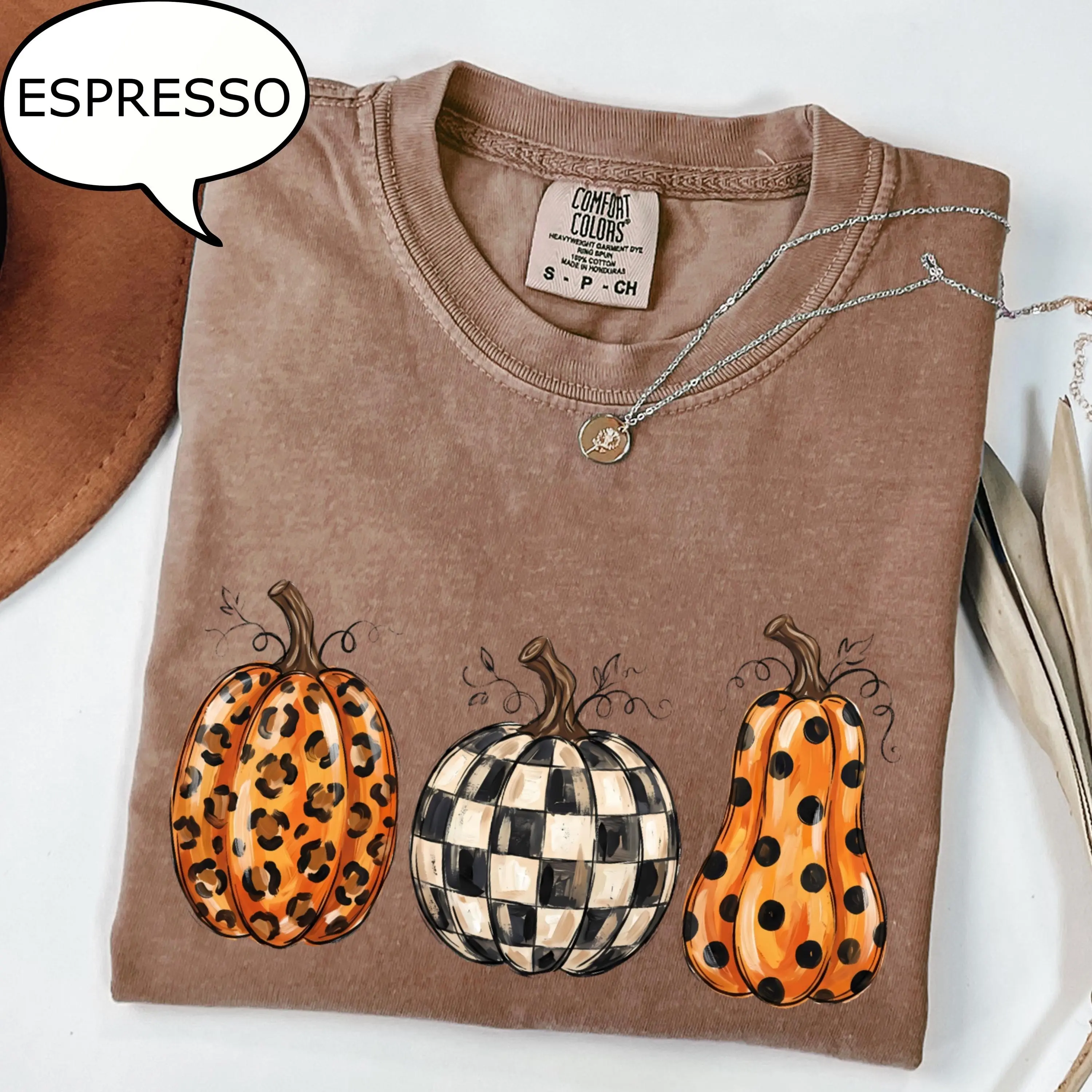 Comfort Colors Leopard Pumpkin T-Shirt, Checkered Fall Season Graphic Tee, Cute Autumn Gift