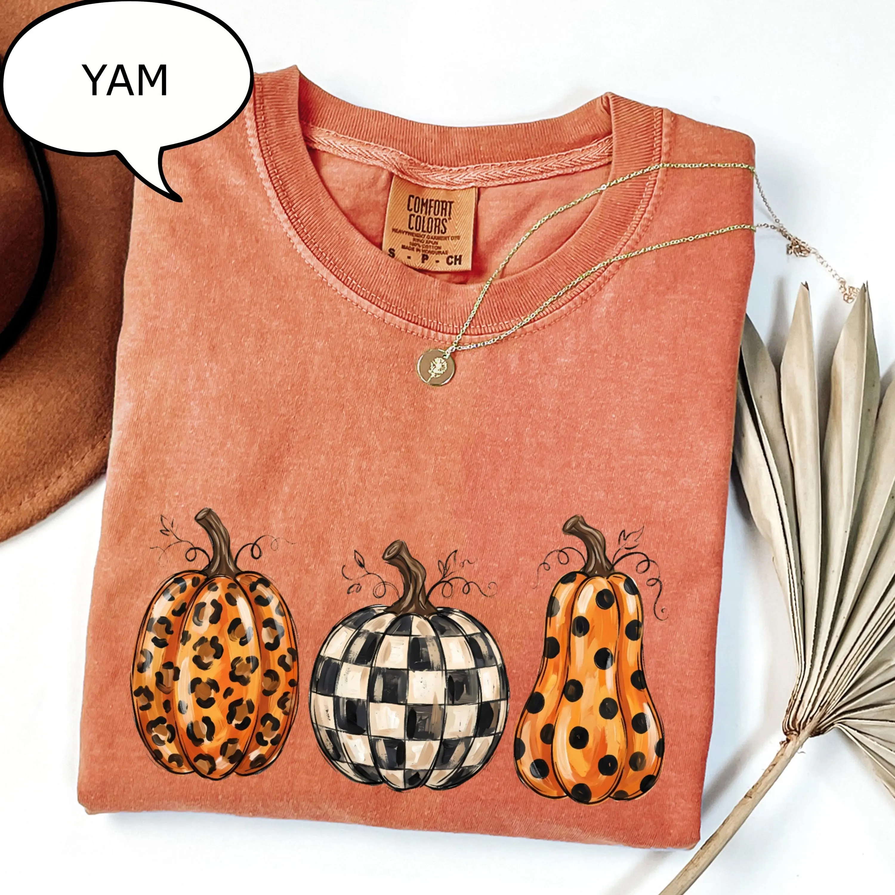 Comfort Colors Leopard Pumpkin T-Shirt, Checkered Fall Season Graphic Tee, Cute Autumn Gift - photo 3