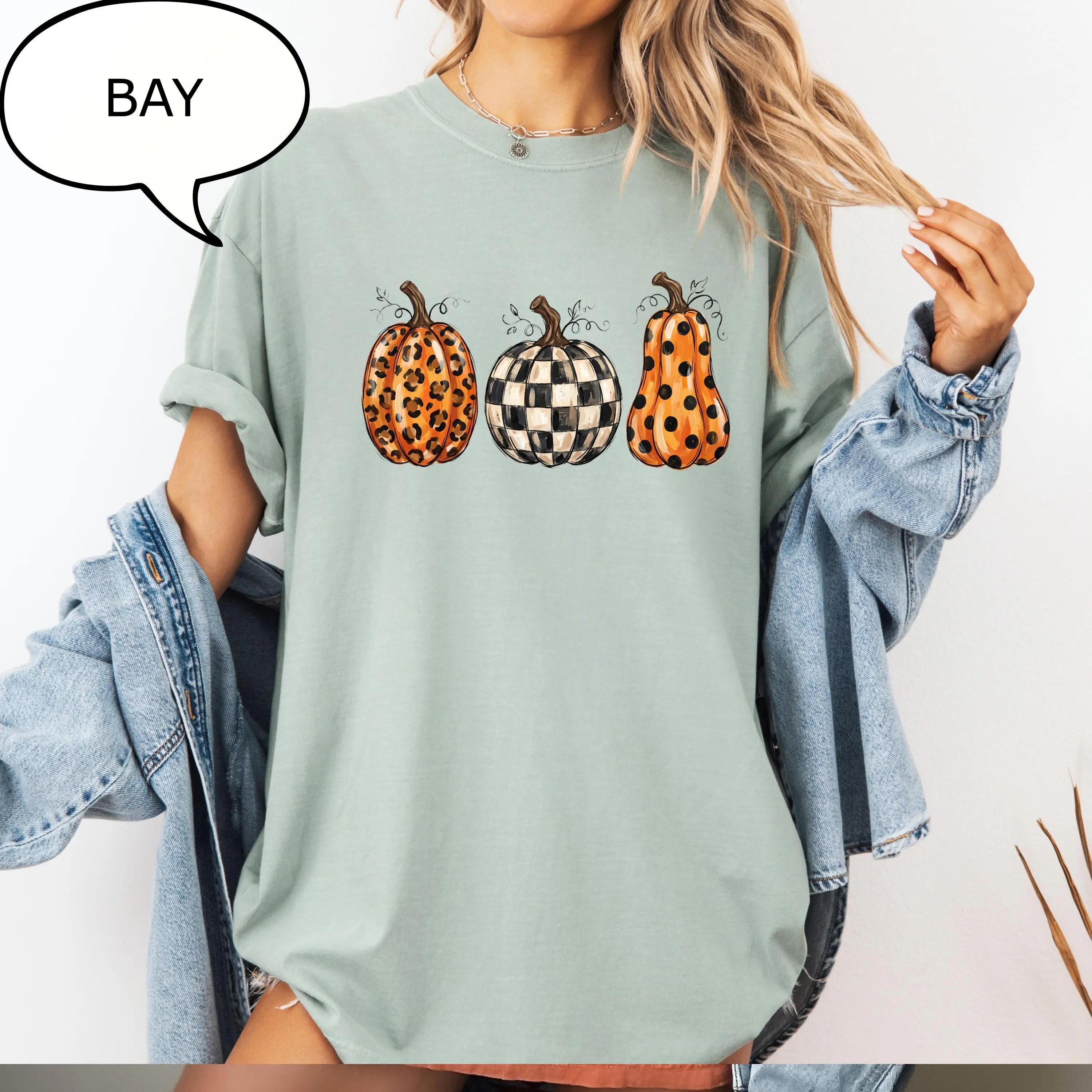 Comfort Colors Leopard Pumpkin T-Shirt, Checkered Fall Season Graphic Tee, Cute Autumn Gift - photo 5
