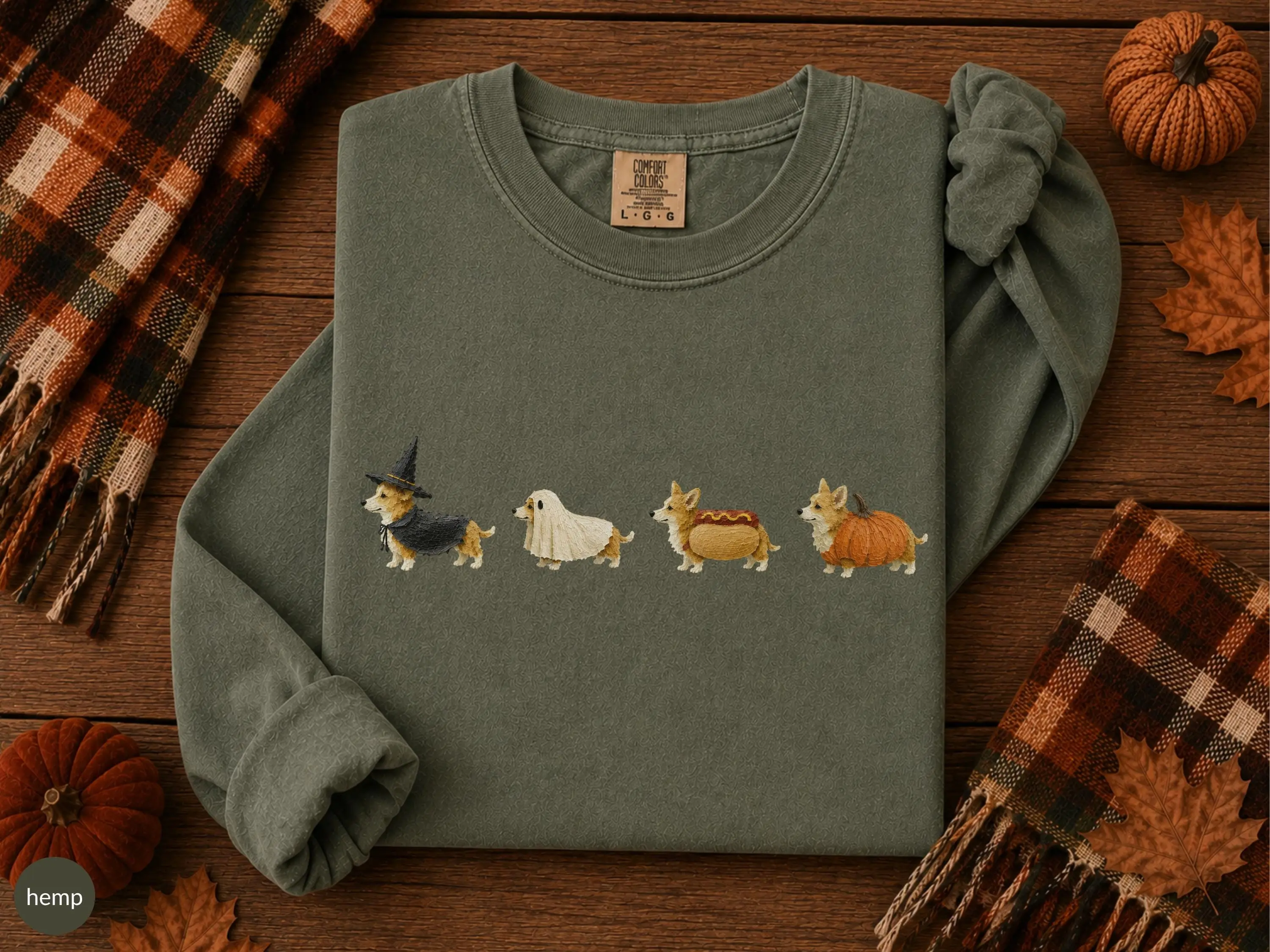 Comfort Colors Long Sleeve Fall Corgi Halloween Shirt, Funny Autumn Tee, Gift for Dog Mom - photo 2