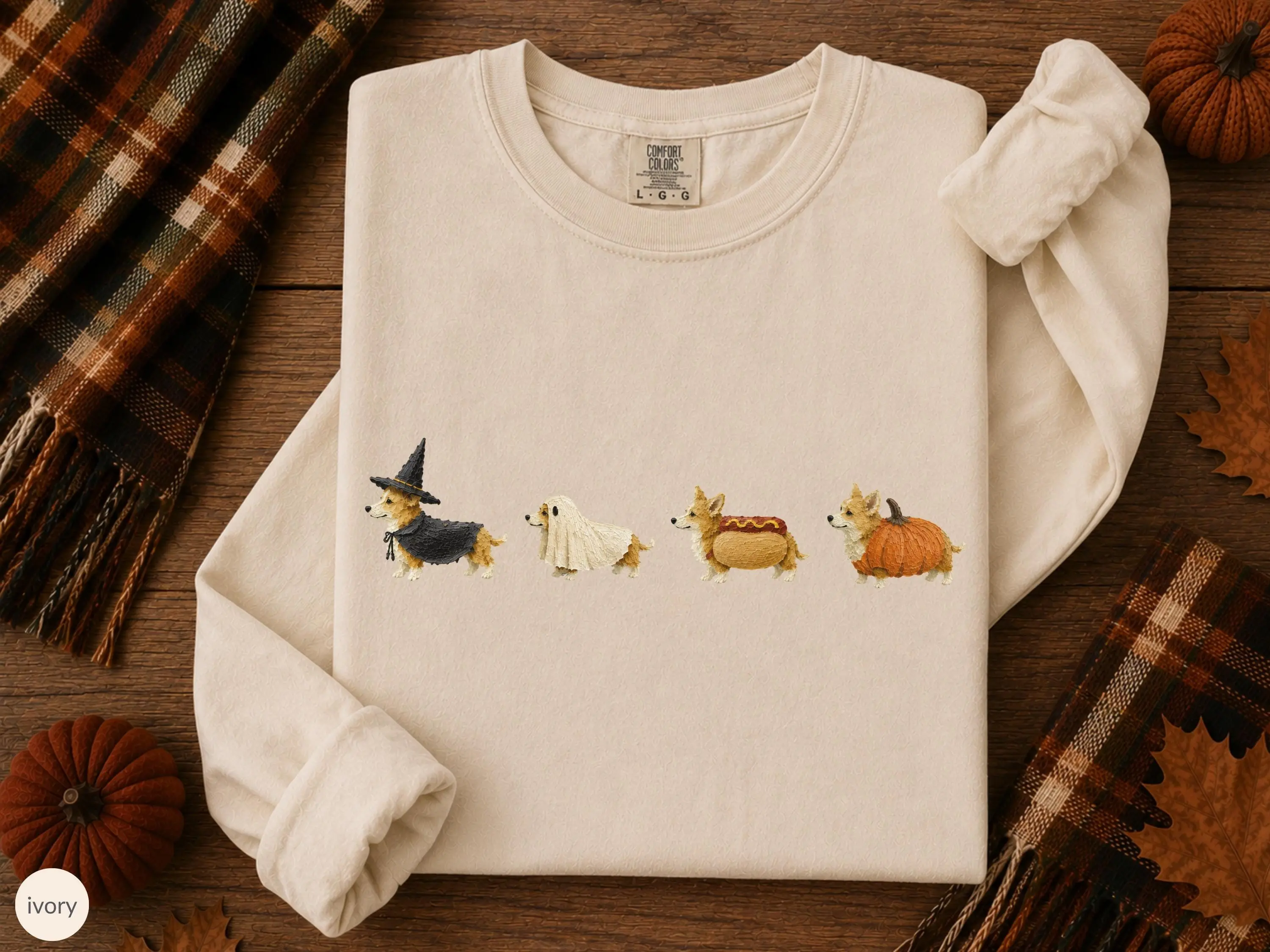 Comfort Colors Long Sleeve Fall Corgi Halloween Shirt, Funny Autumn Tee, Gift for Dog Mom - photo 3