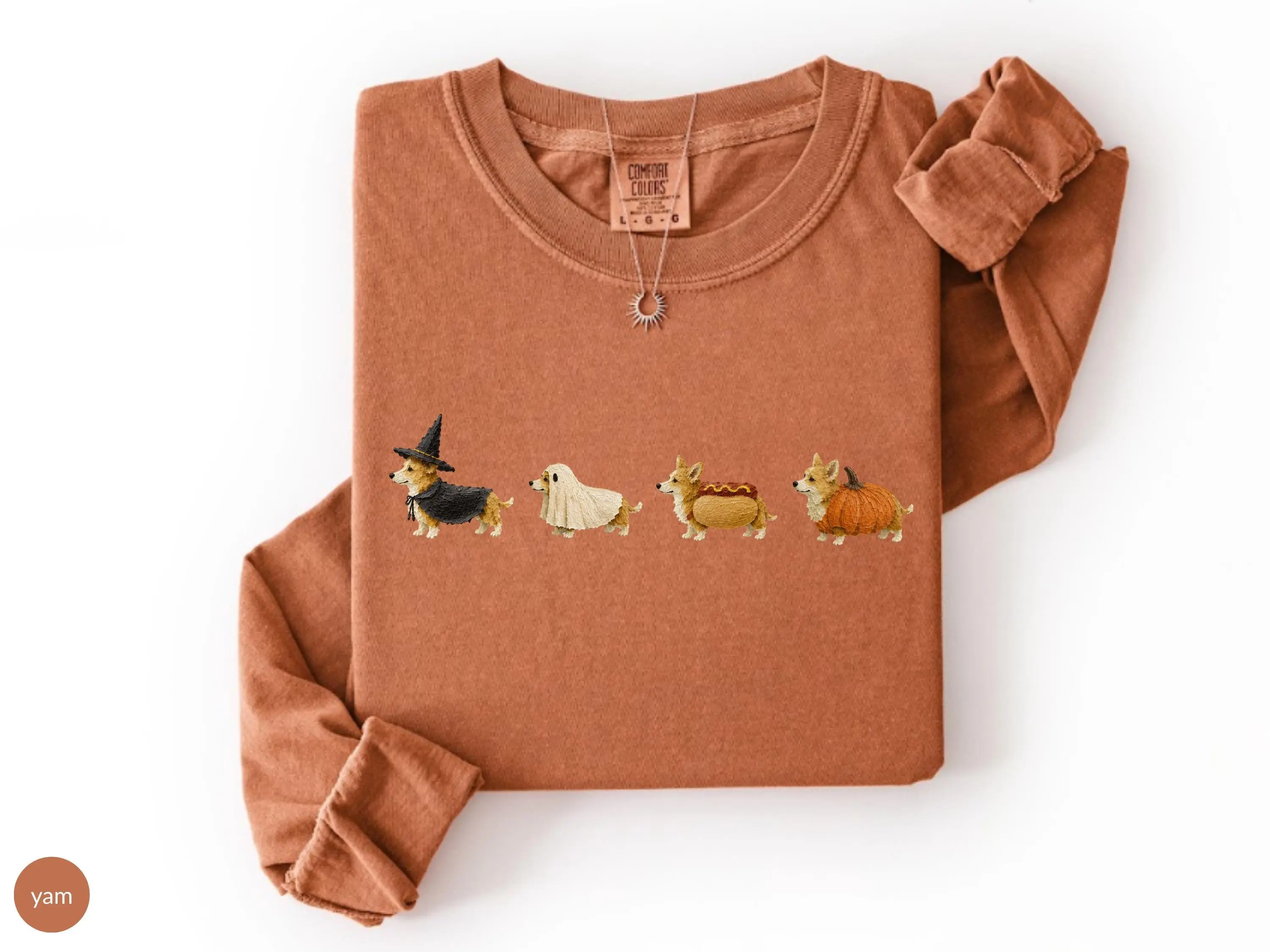 Comfort Colors Long Sleeve Fall Corgi Halloween Shirt, Funny Autumn Tee, Gift for Dog Mom - photo 5