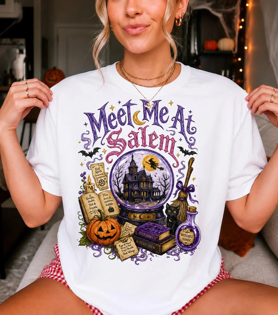 Comfort Colors Meet Me in Salem Halloween Shirt, MA Witch Aesthetic Haunted Town Fall Witchy Gift Tee